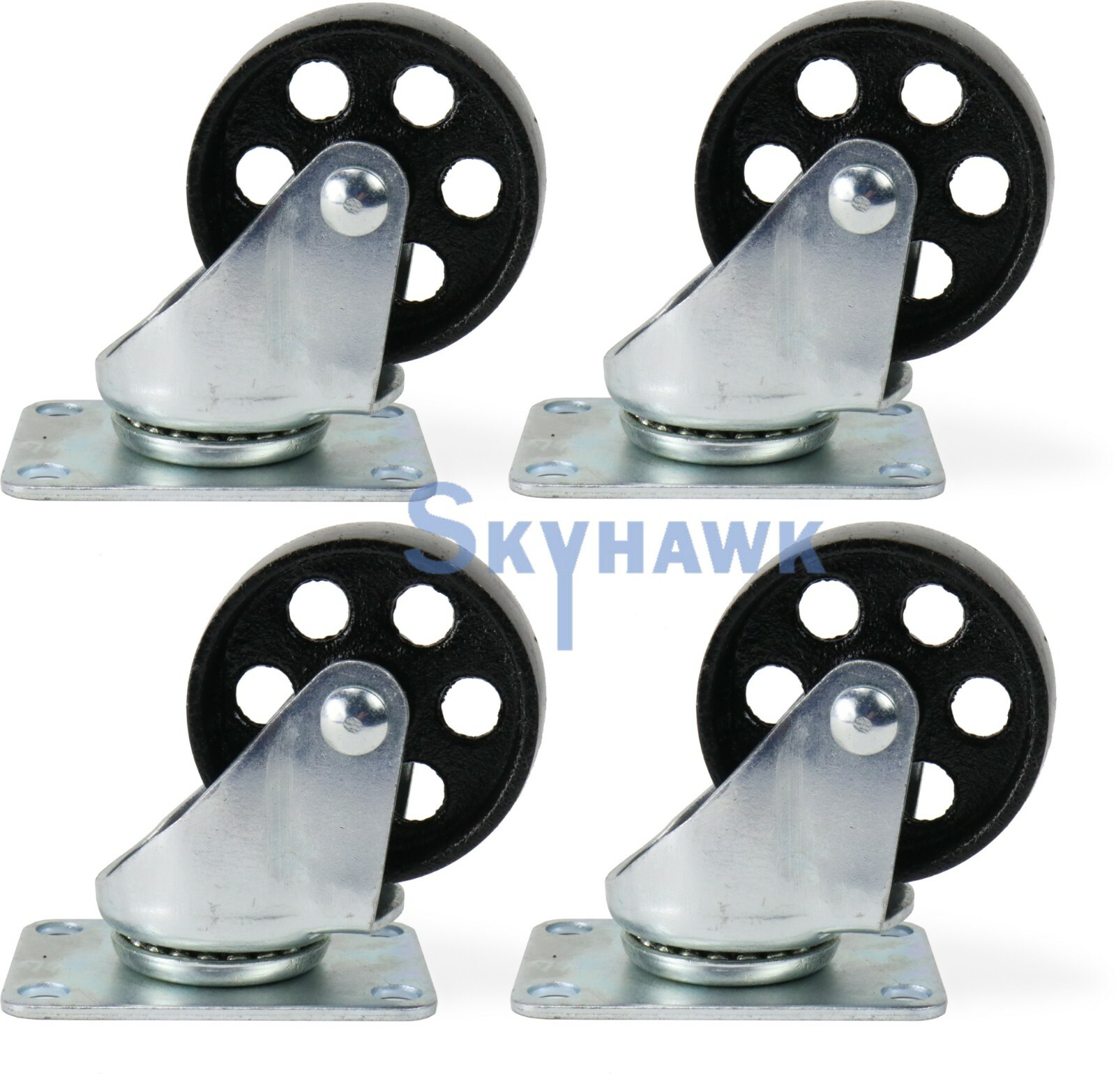 4-Pc. 3″ 350-lb-Capacity All-Steel Wide Wheel Swivel Top Plate Casters
