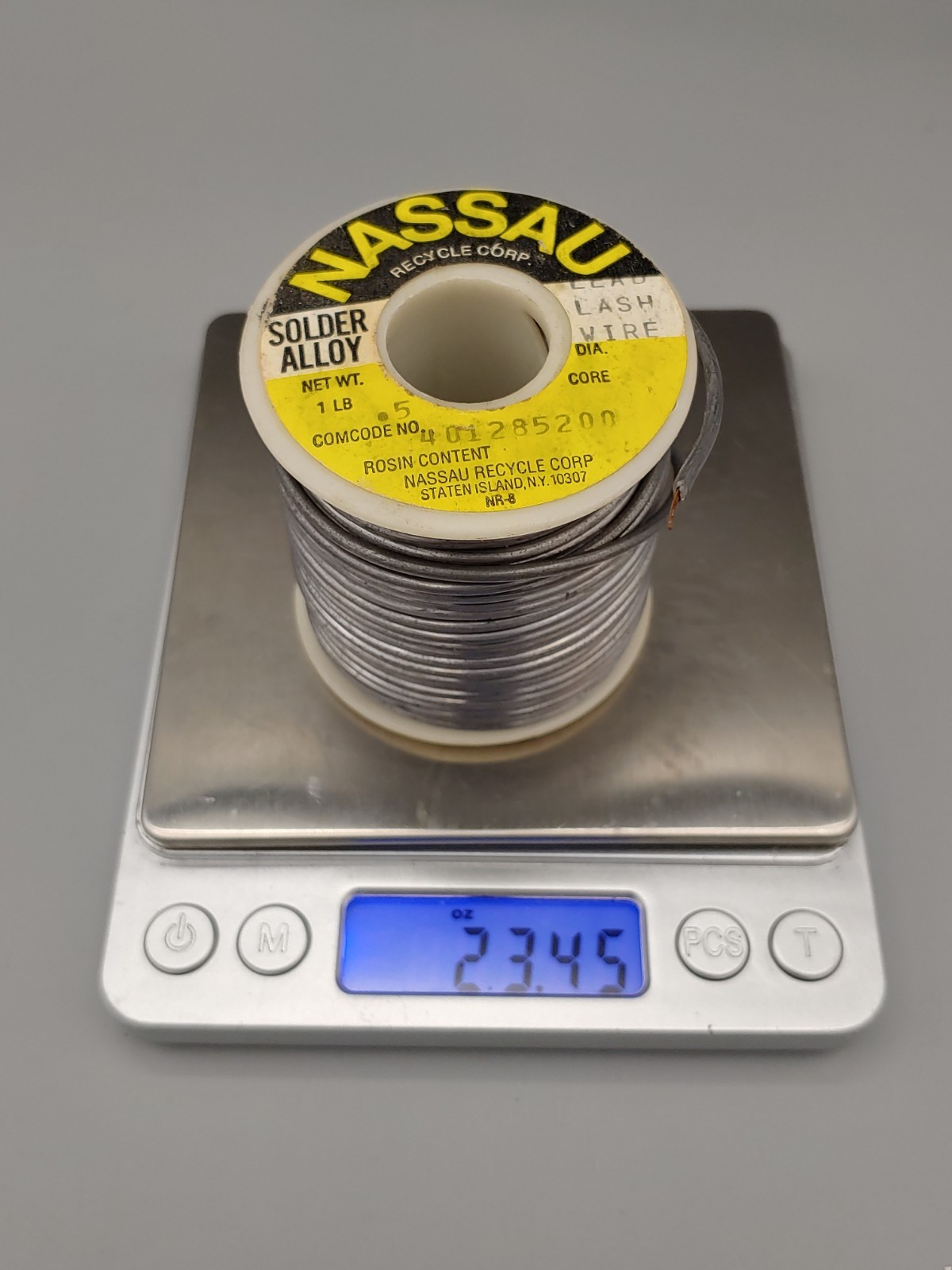 Lead Lashing Wire Solder Nassau Smelting and Refining Co. .5 DIA 1.7 Lbs Vintage