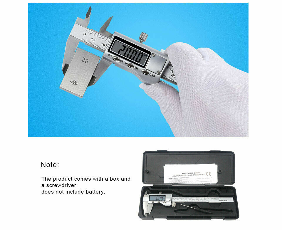 150mm 6″ Digital Caliper Vernier Micrometer Electronic Measuring Ruler