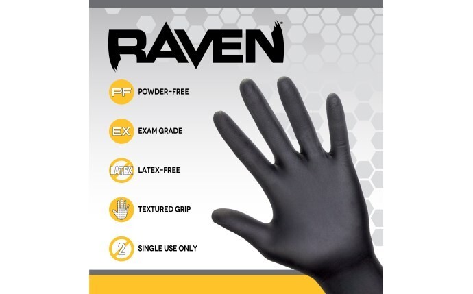SAS Safety Raven Black Nitrile Exam Grade Gloves, 7 mil Thick, 1000/Cs