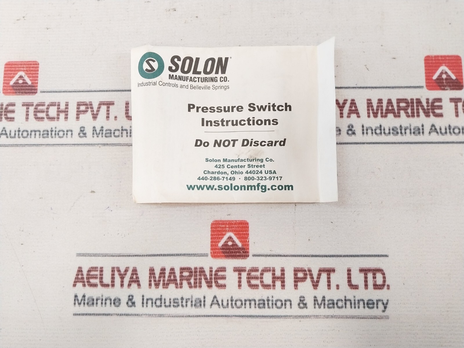 Solon 7psw1ado2 Pressure Switch 0-100 Wc/dp