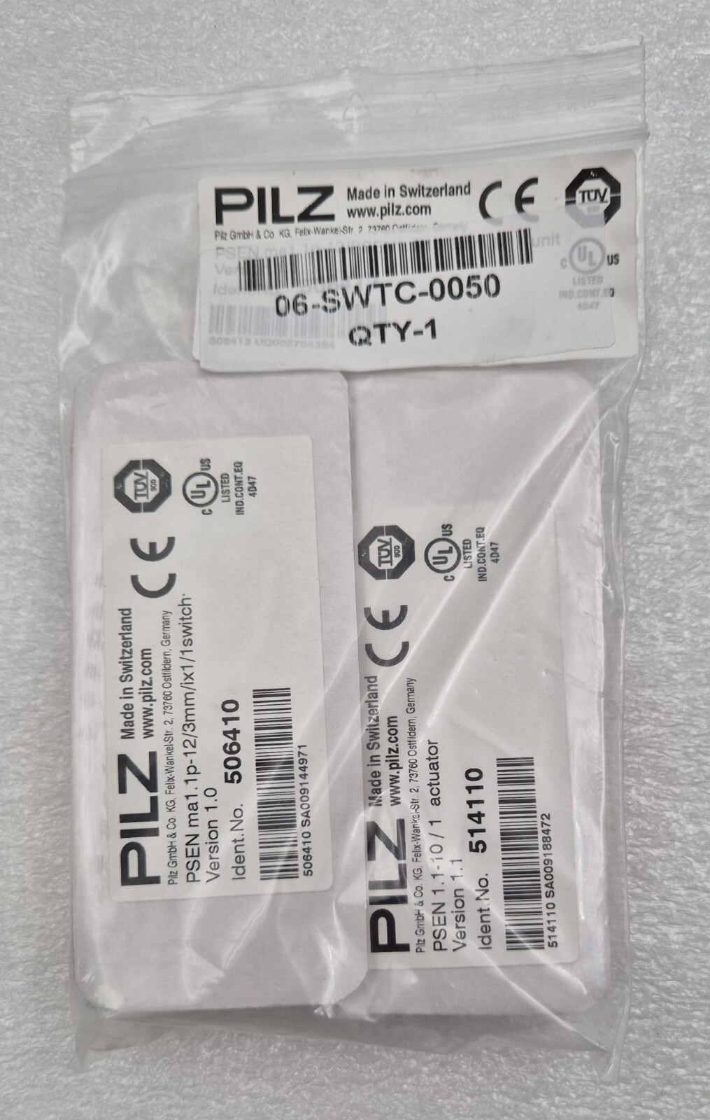 *NEW* PILZ Safety switch 506412 ( 506410 + 514110 ) PSEN ma1.1p-12 & PSEN 1.1-10