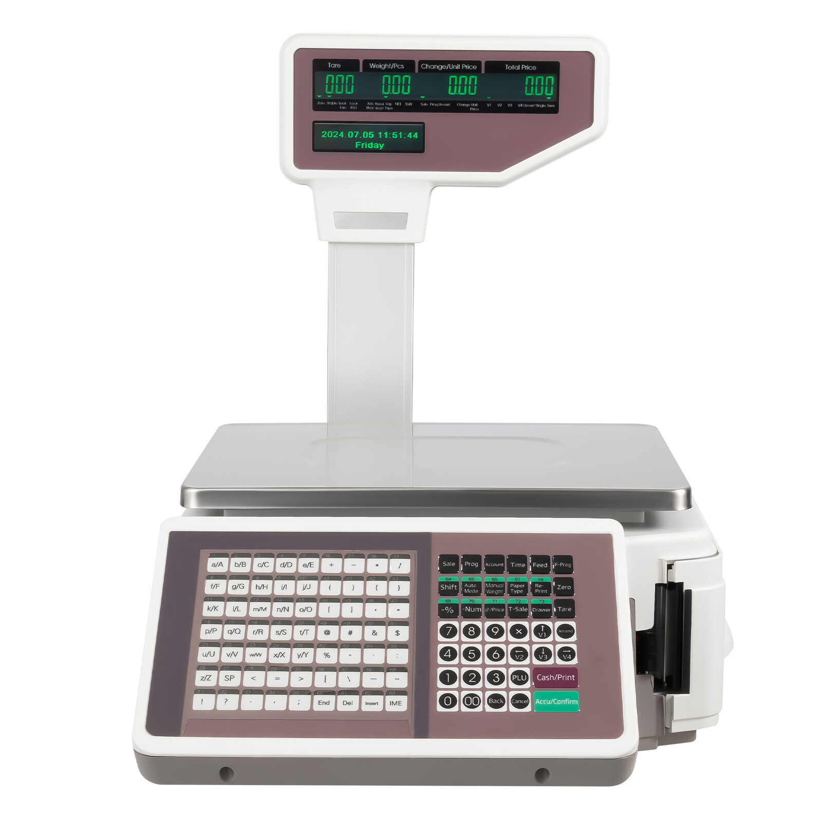 New Commercial Digital Price Computing Scale 66Lbs with Label Barcode Printer