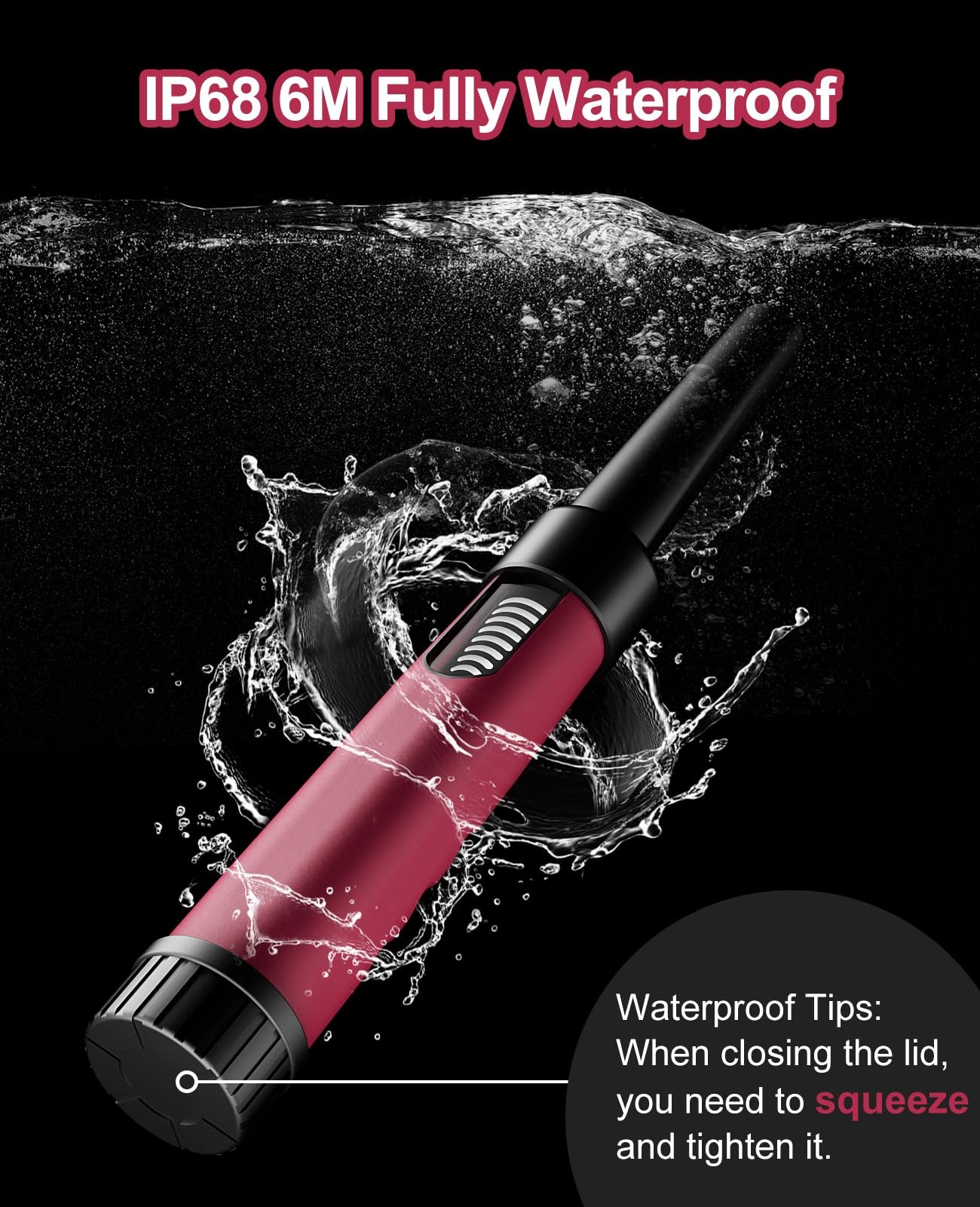 OKESAM Metal Detector Pinpointer for Adults, IP68 Fully Waterproof Rose Red