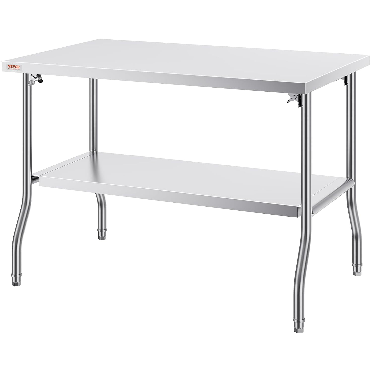 Stainless Steel Foldable Work Table, 30 * 48 Inch Heavy Duty Food Outdoor Double