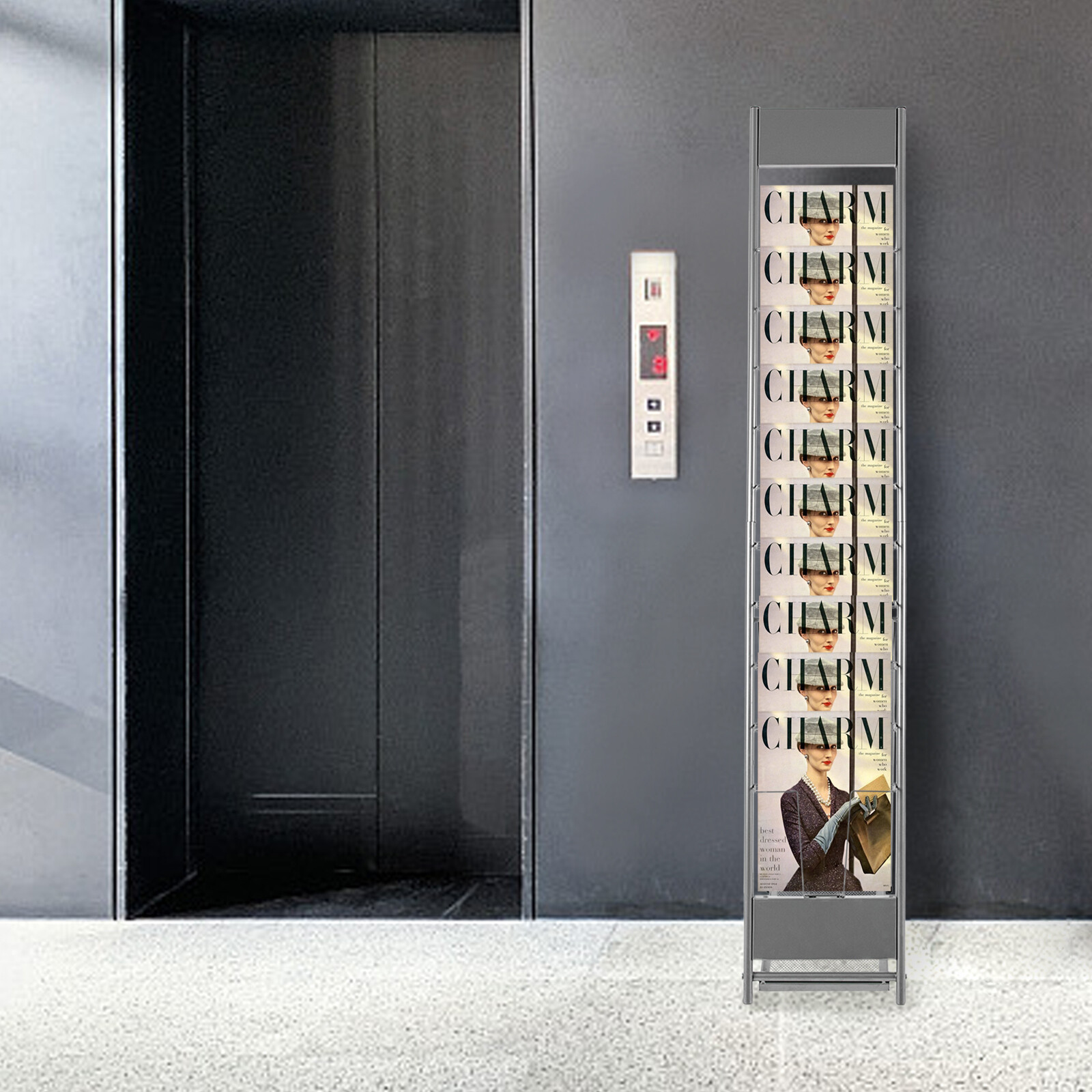 10Tier Floor Standing Literature Rack Brochure Magazine Display Holder Stand