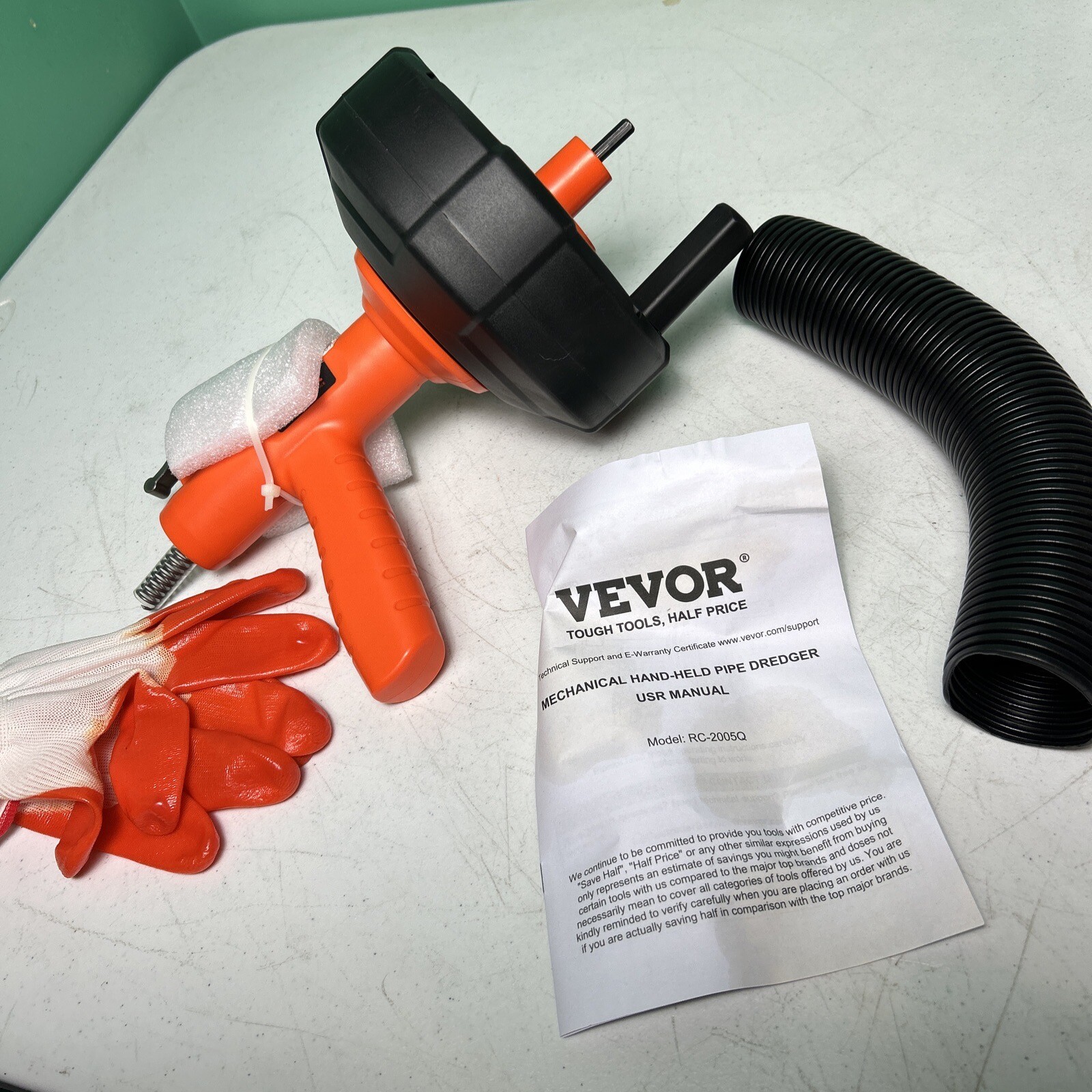 Vevor Hand Held Mechanical Pipe Plumbing Auger RC-2005F 25ft