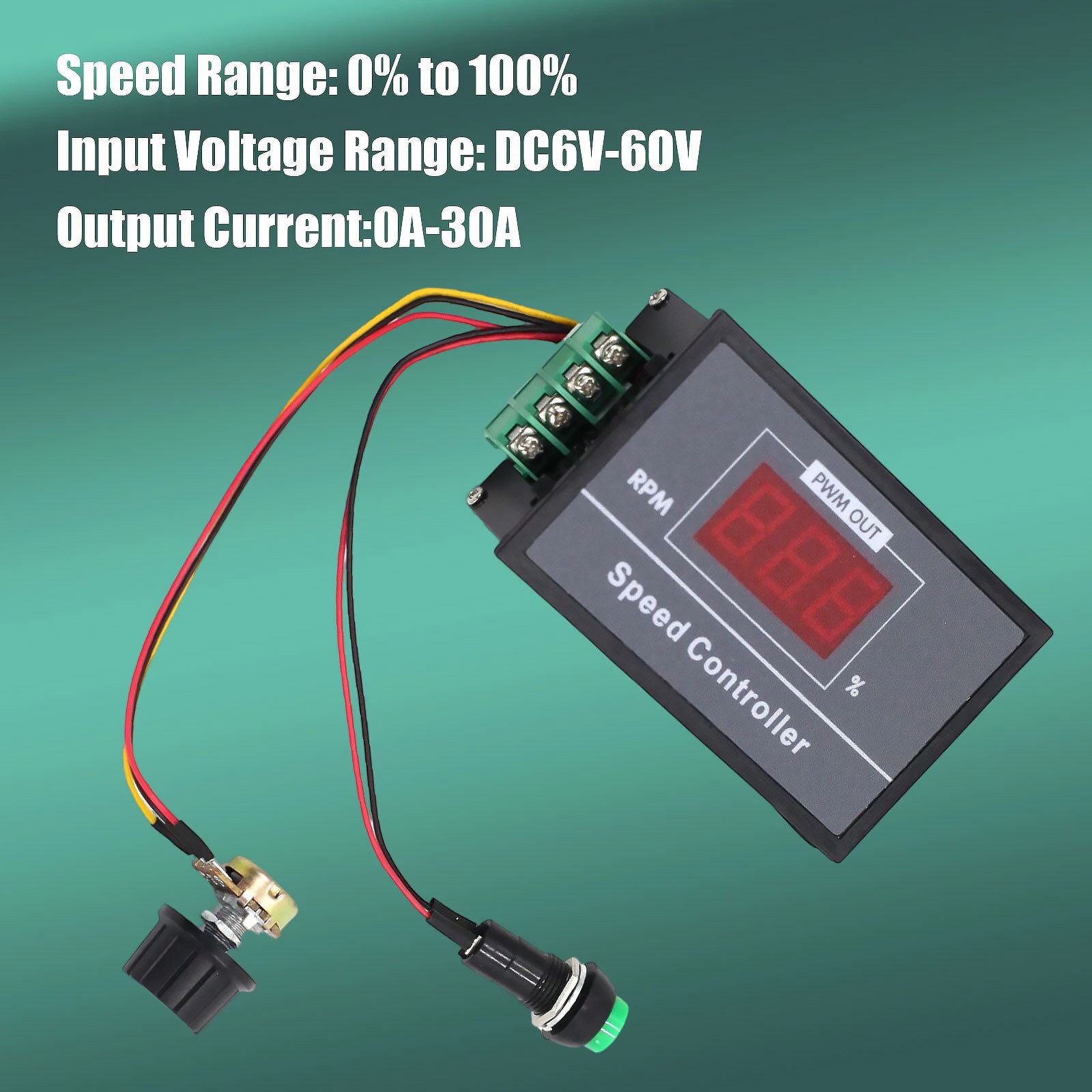 High Current 30A PWM DC Motor Controller for 12V 24V 36V 48V Systems w/ Display
