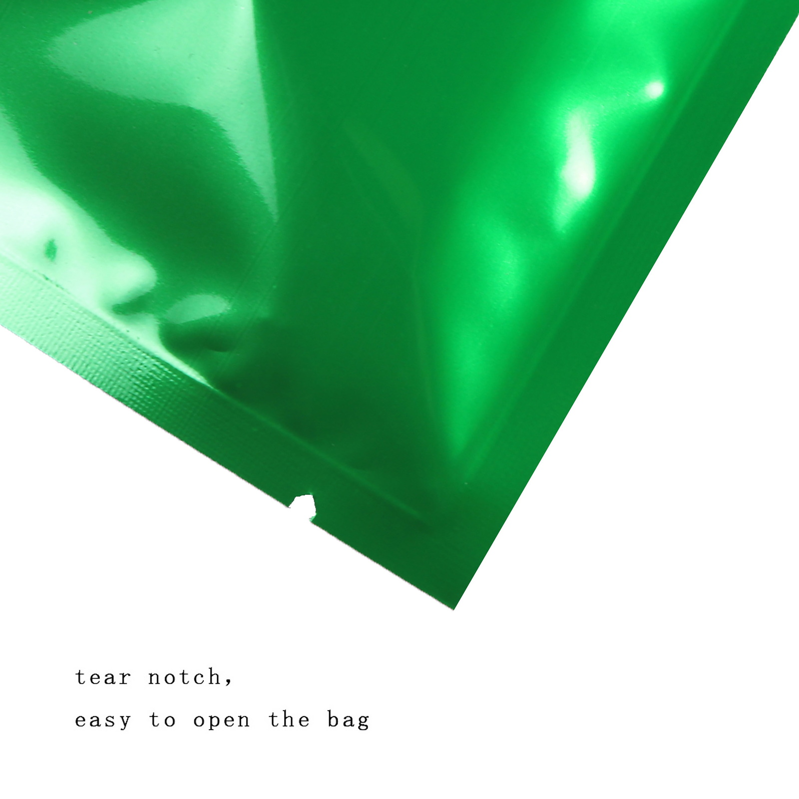 2.25×3.5in Wholesale Green Silver Open Top Bag Pouch with Heat Seal Machine N07