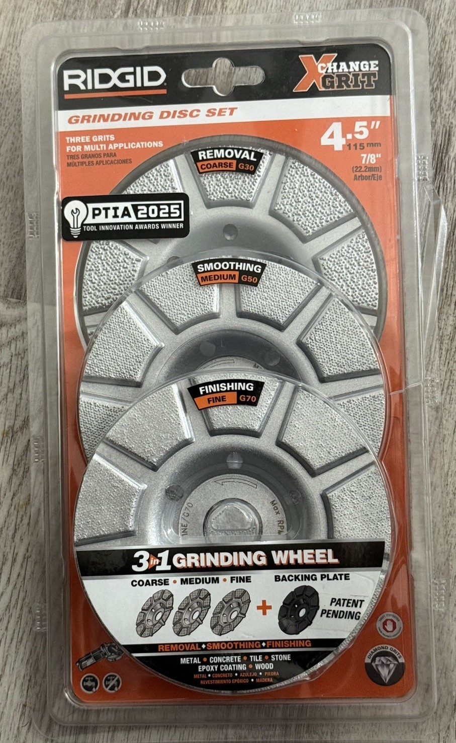 RIDGID 4.5 in. 3-in-1 Exchange Grit Cup Wheel
