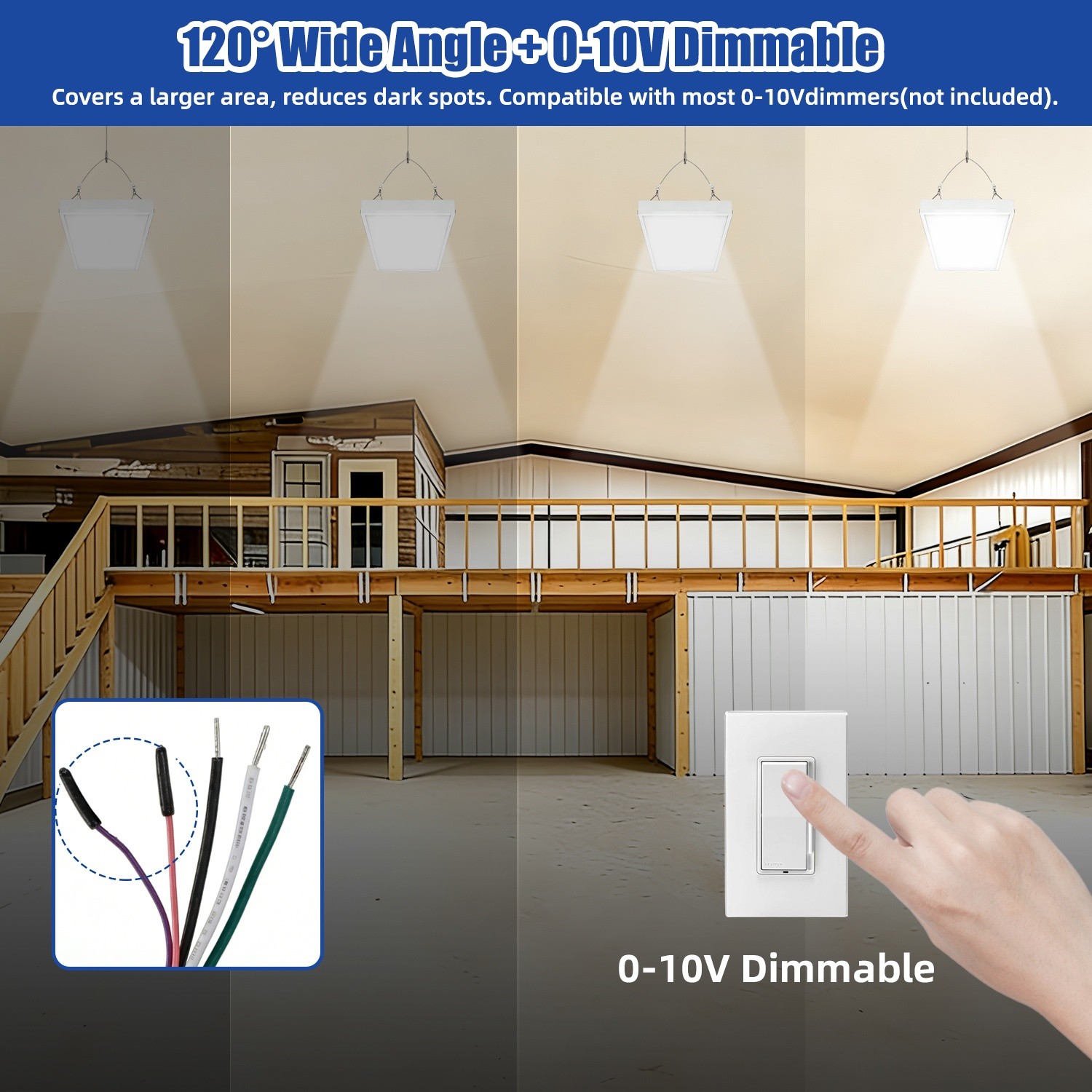 2 Pack 100W LED Linear High Bay light 2FT Commercial Warehouse Lights 100-277V