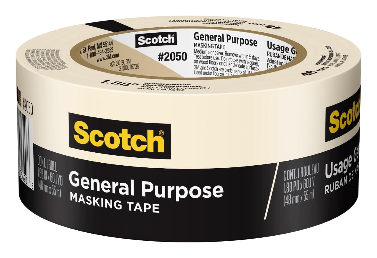 Scotch General Purpose Masking Tape, 1.88 in x 60.1 yd, 1.88″ Width, Tan
