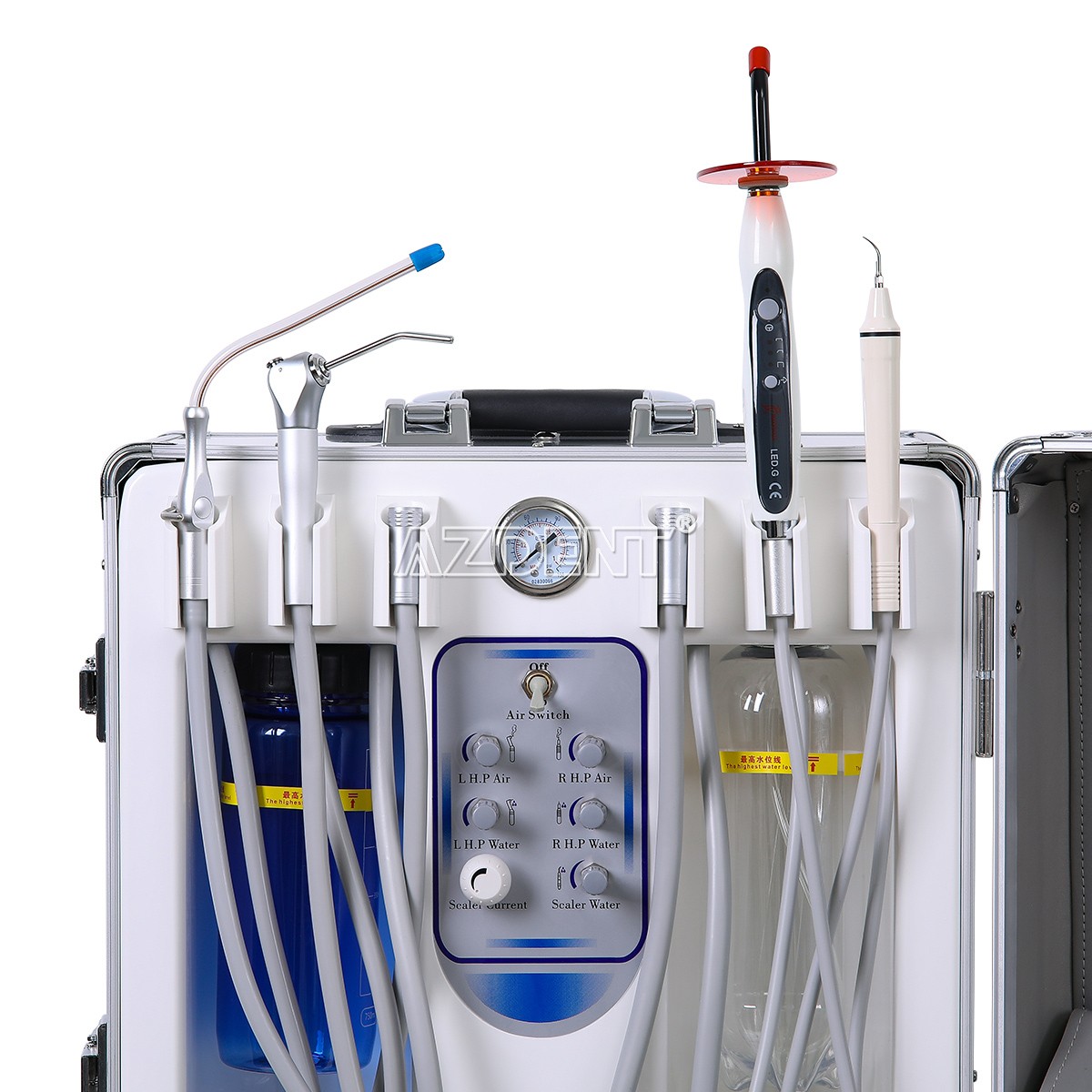 Portable Dental Delivery Unit Cart Built in Air Compressor Curing light scaler