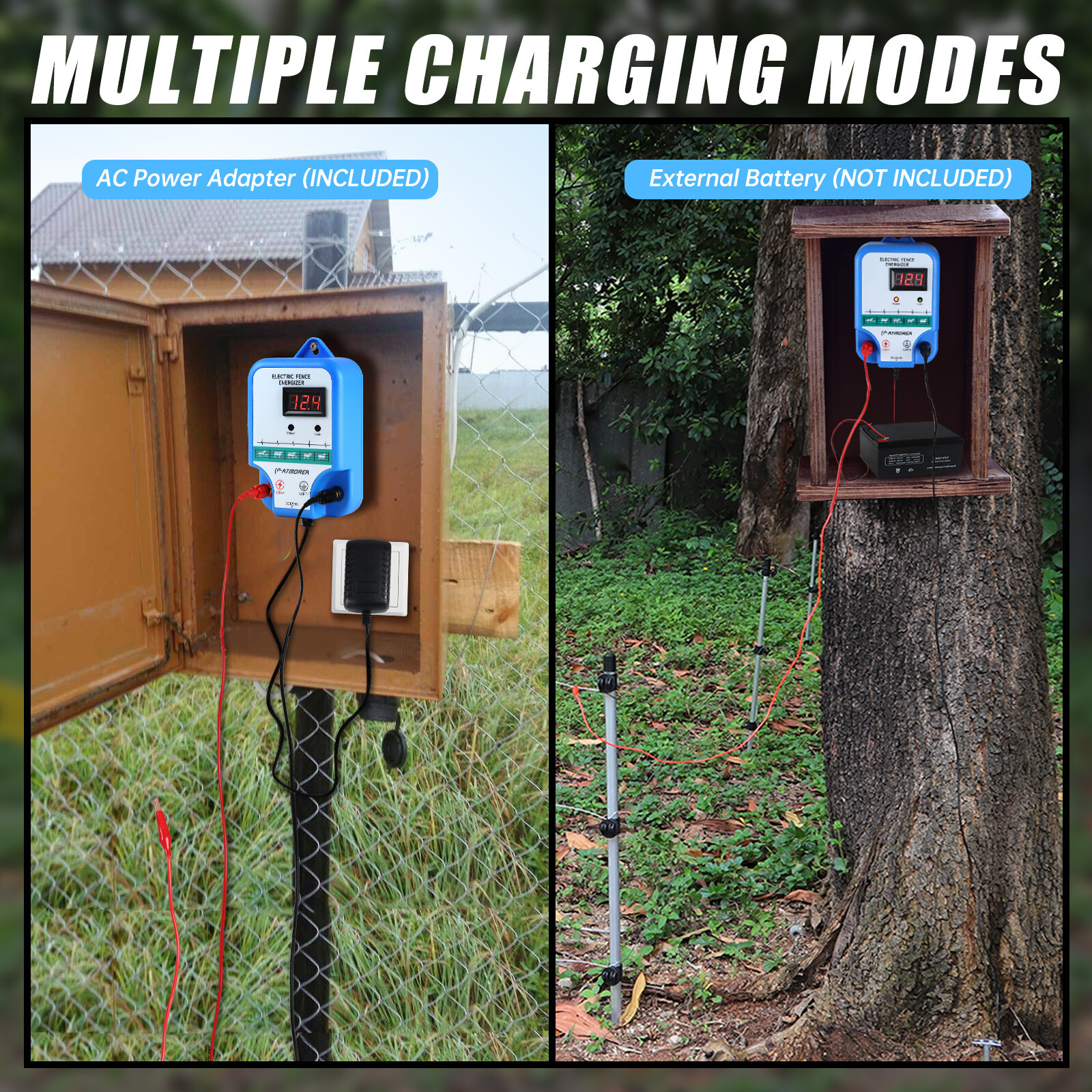 AC Powered Fence Charger LCD Display 2.5J Electric Fence Energizer for Livestock