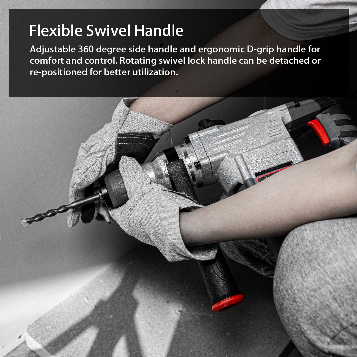 XtremepowerUS 1180W Rotary Chipping Hammer Drill 1-1/4″ SDS Plus Variable Speed