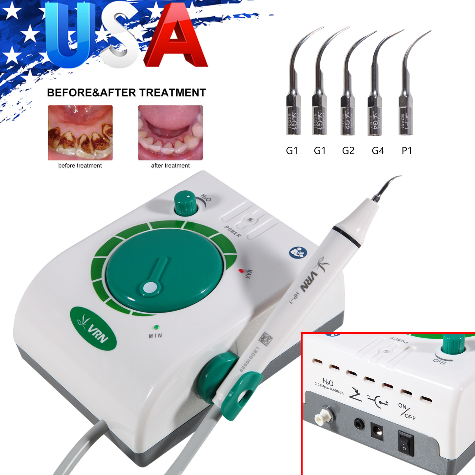 Dental Ultrasonic Scaler Teeth Cleaning Machine Calculus Remover with 5 Tips
