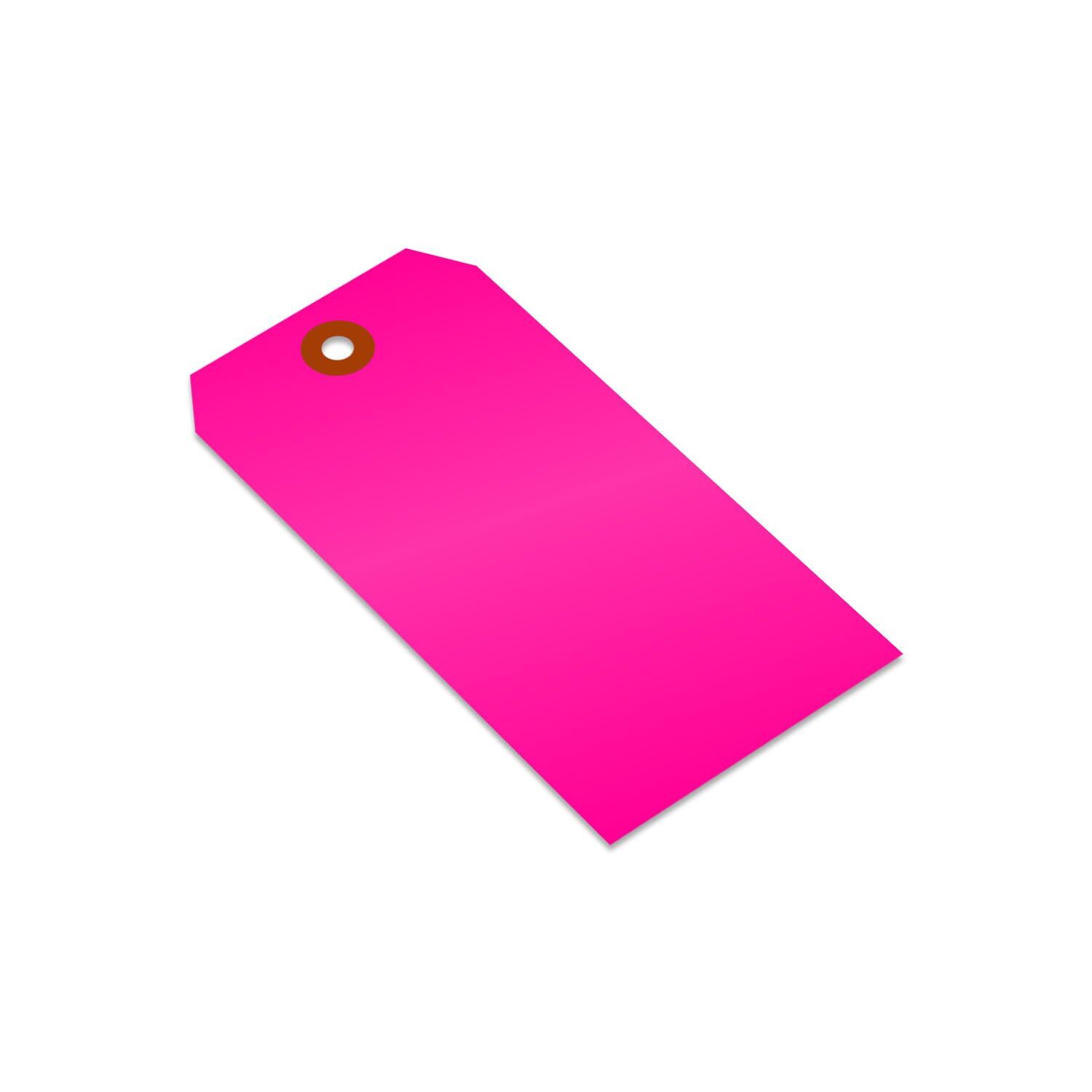 Fluorescent Pink Blank Tags with Pre-Punched Hole – 100-Pack 4.75″ x 2.375″ S…