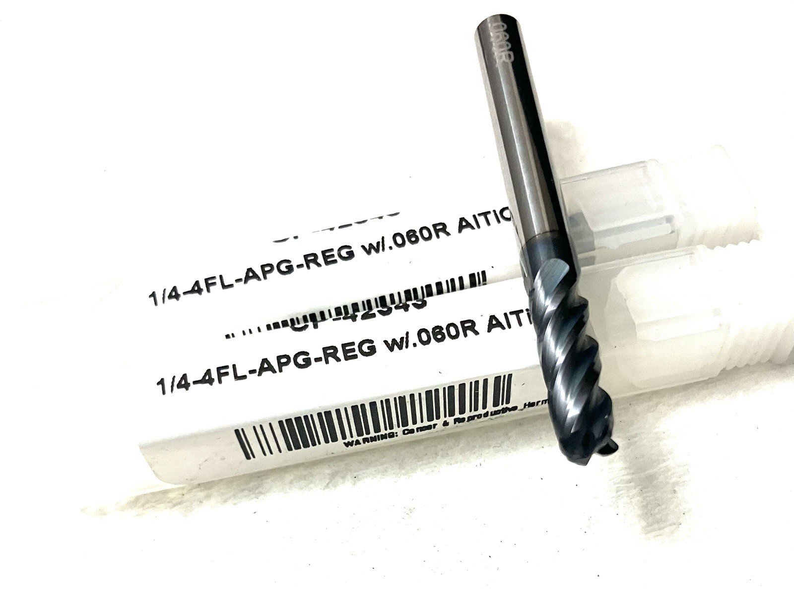2PC Carbide Plus 1/4″ 4FL Corner Radius End Mill .06R Carbide AlTiCrN 3/4″ LOC