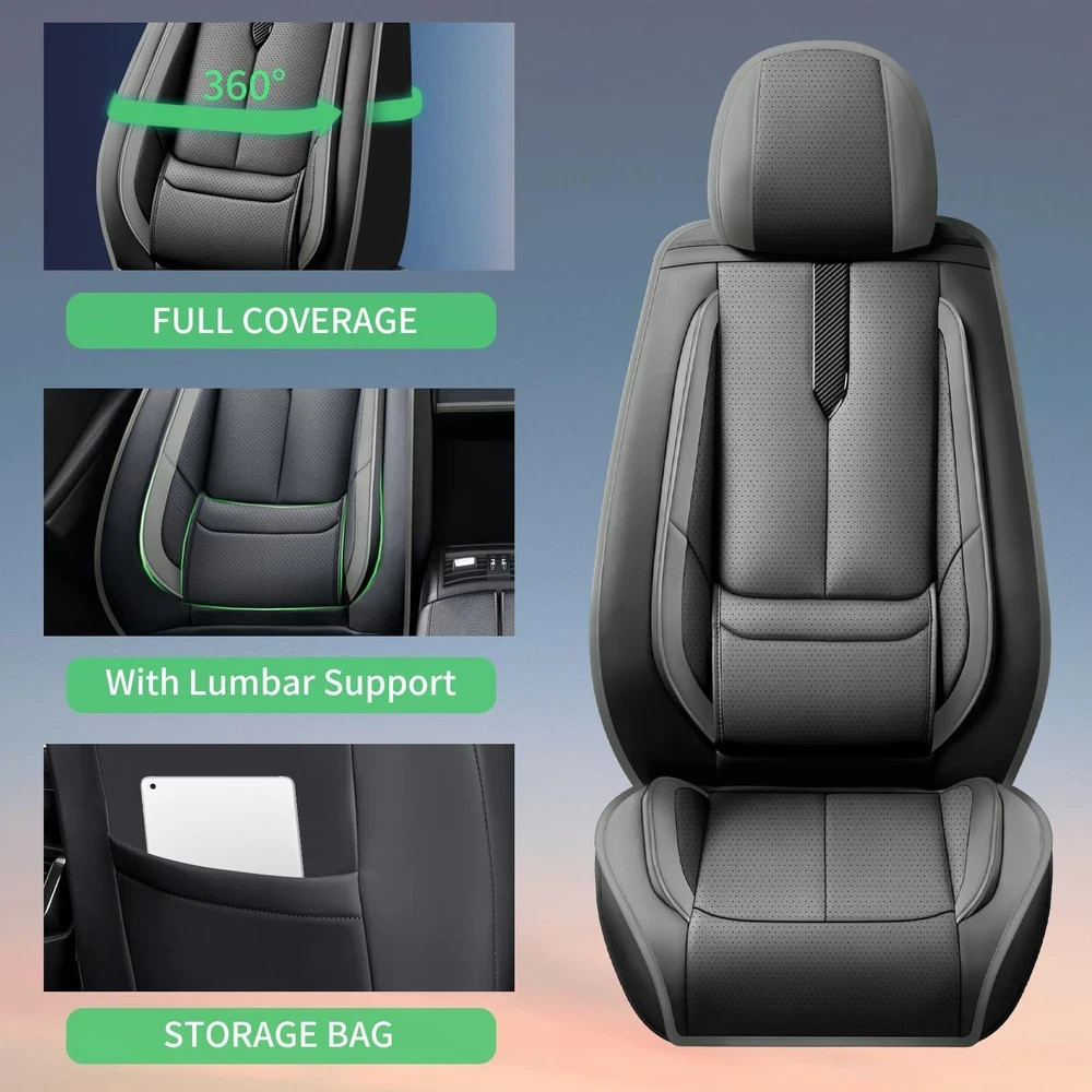 Mazda CX-5 Seat Covers 2013-2026 Waterproof Leather Airbag Compatible Black-Grey