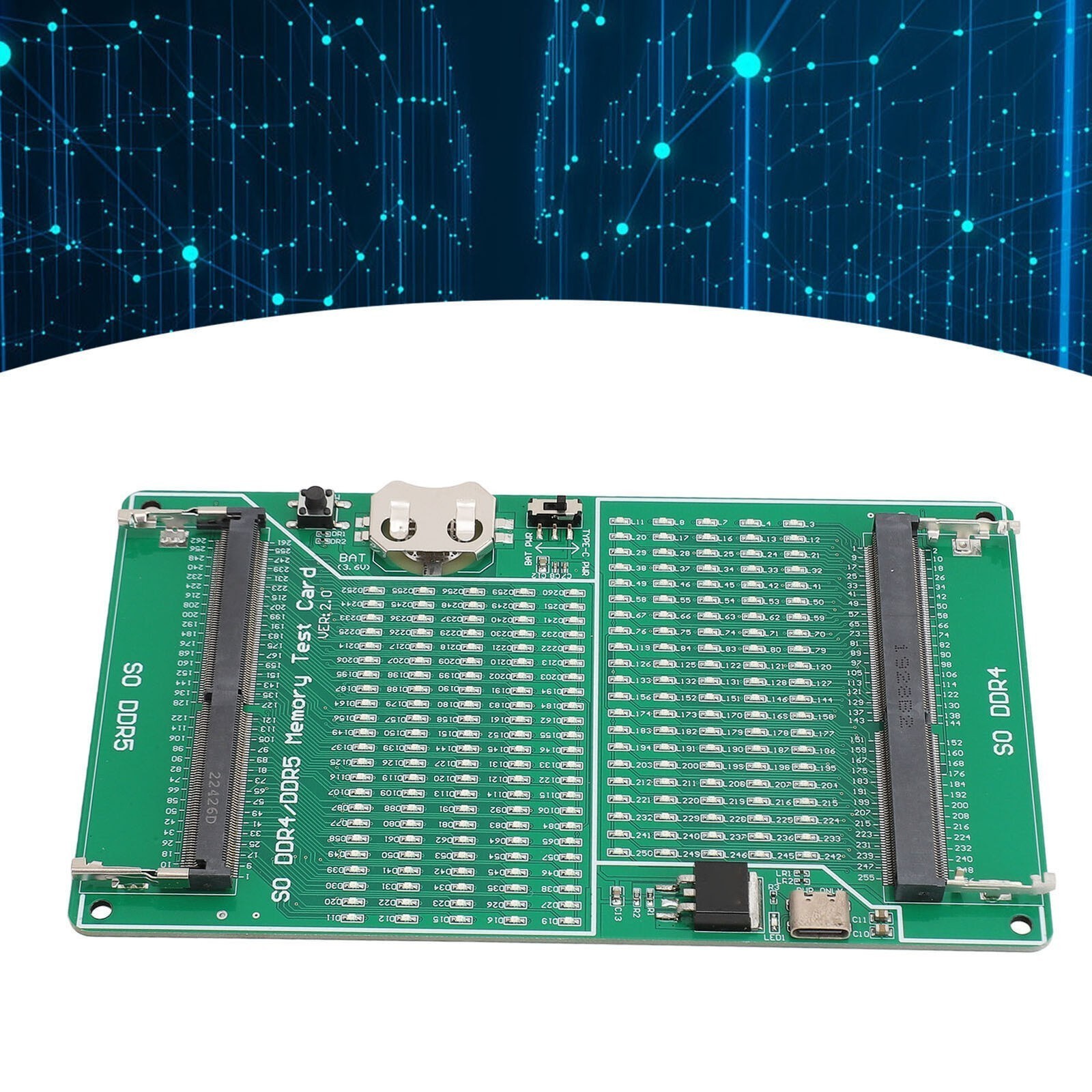 DDR4 DDR5 Memory Tester 2 in 1 Multifunctional Memory Slot Test Card with LED
