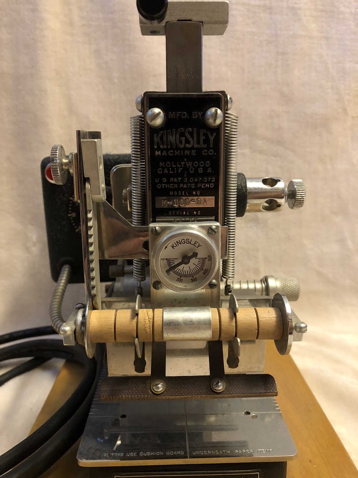 Kingsley Model M-100-BA Hot Foil Stamp Press Machine (Works) No Handle Or Stamps