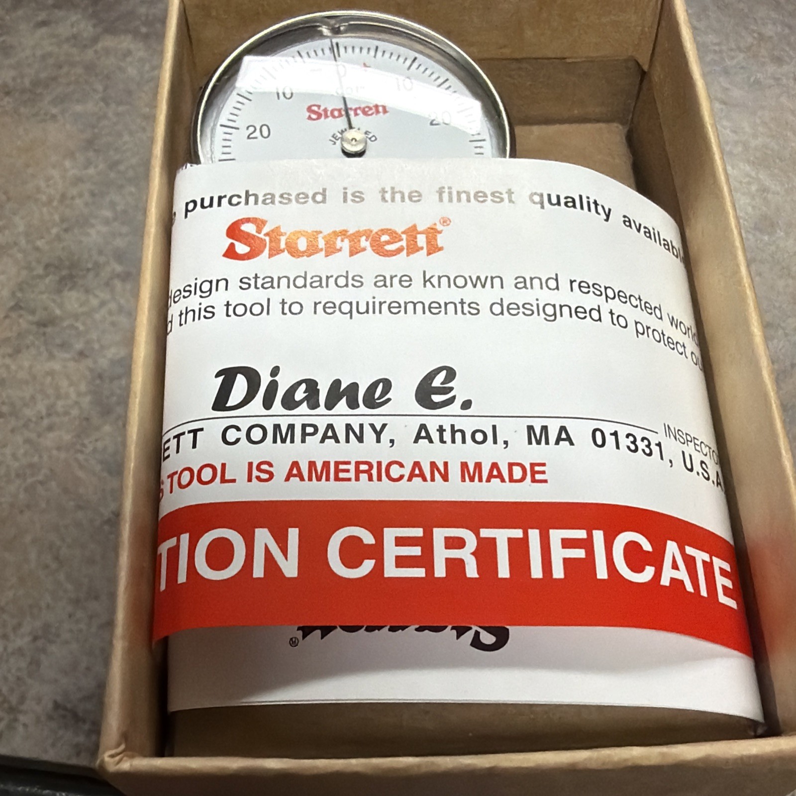 Starrett 196B5 Dial Test Indicator, Vert, 0 To 0.200 NEW