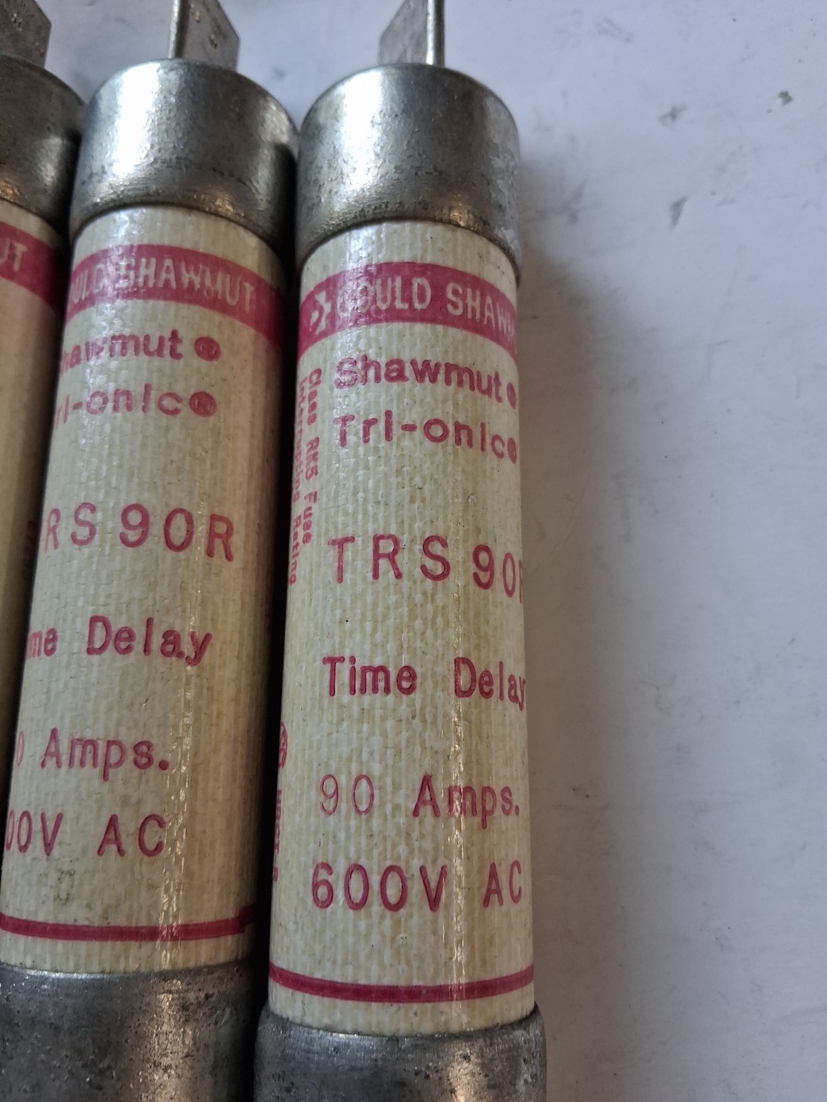 3 Mersen Ferraz Shawmut TRS90R Tri-Onic Time Delay Fuses 90 Amp 600v Class RK5