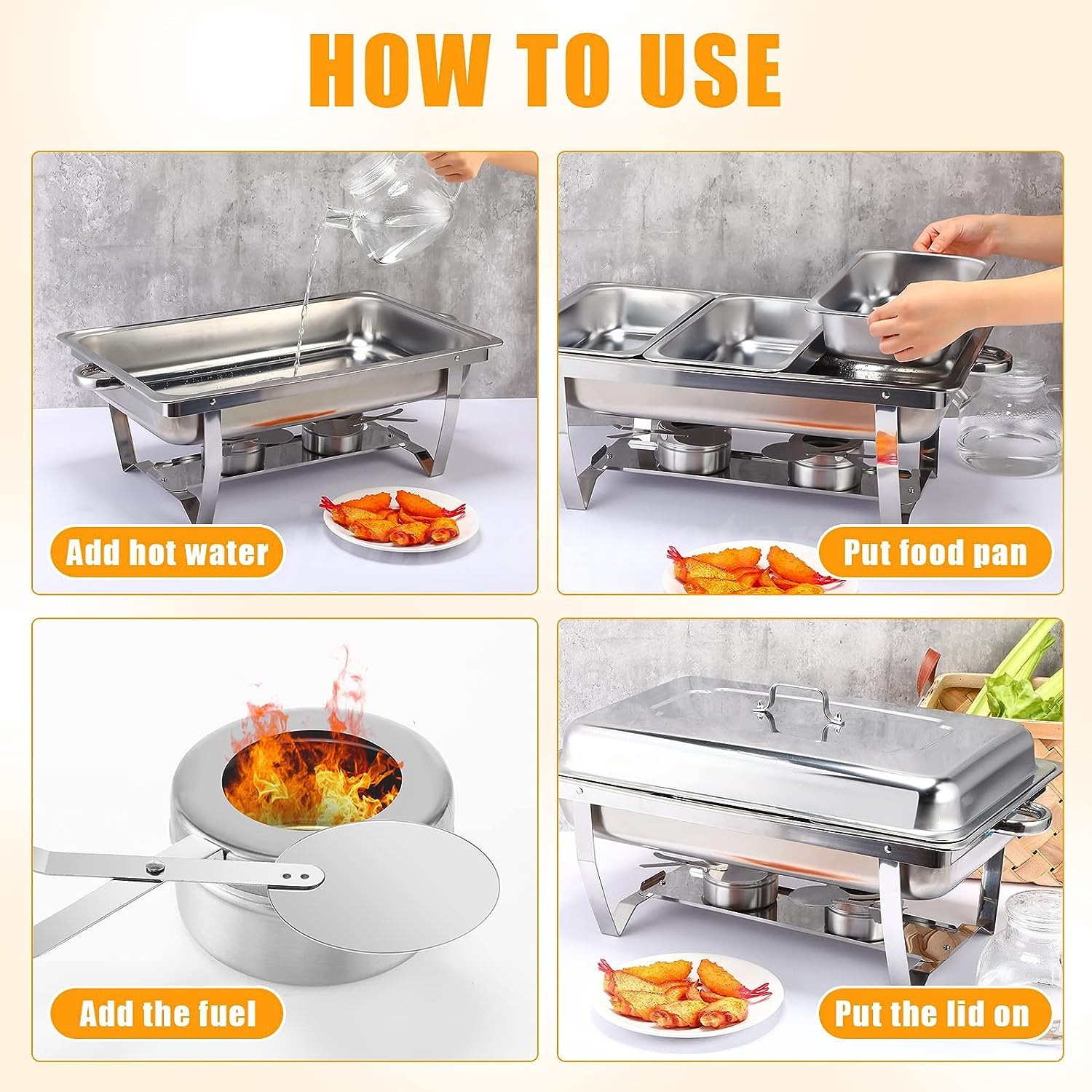 6/8/10X 9Qt Chafing Dish Buffet Set 316 Stainless Steel Chafer for Catering full