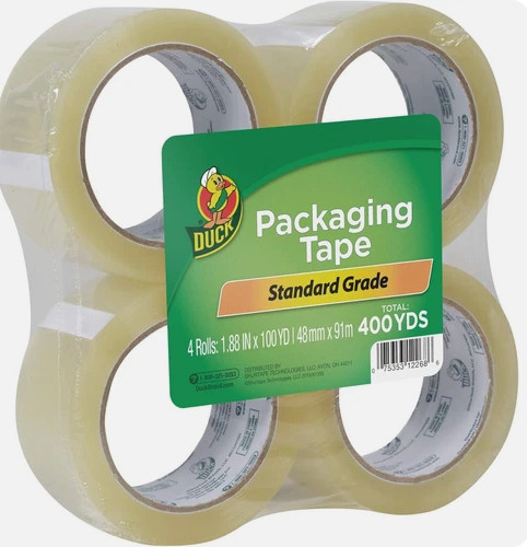 Duck Brand Standard Packaging Tape Refills – 4 Extra 4 Rolls, 440 yds, Clear