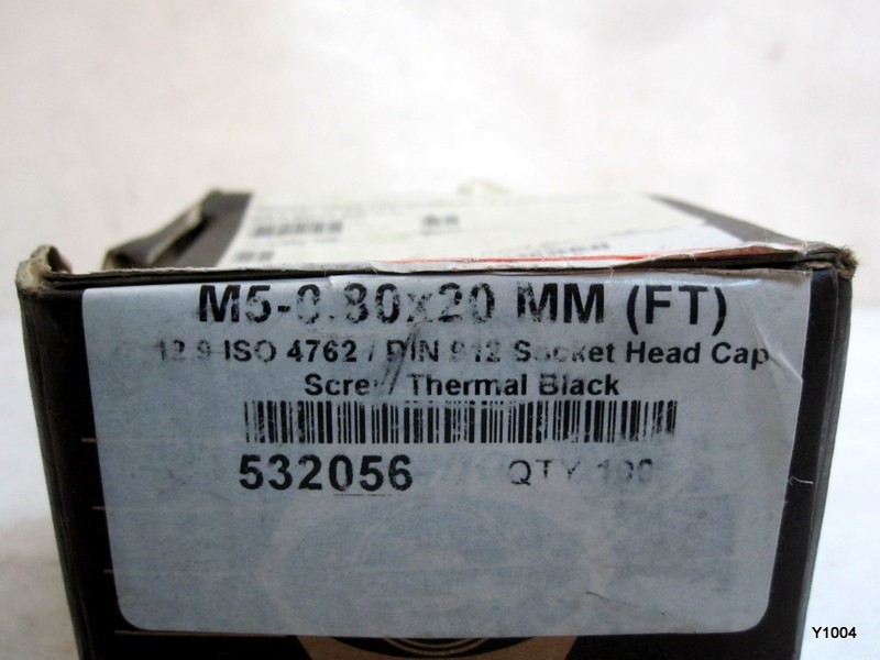 SOCKET HEAD CAP SCREWS, 12.9 ISO 4762 / DIN M5-0.80×20 MM (FT) 100pcs