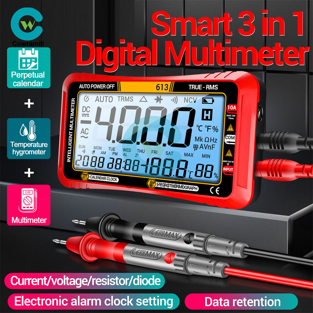 ANENG 612 613 AC/DC Digital Multimeter 4000Counts Calendar Temp Humidity Display