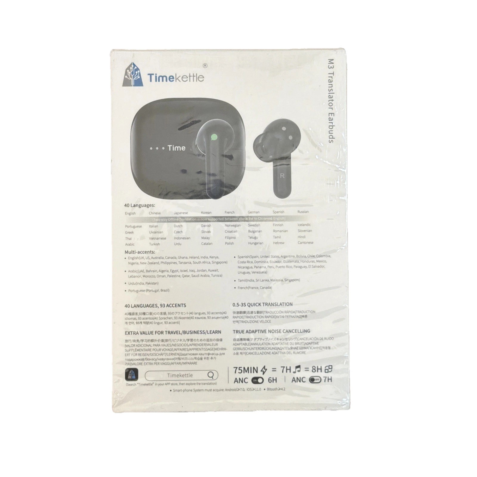Timekettle M3 Translator Earbuds, Two-Way Device with App, 40 Languages Black