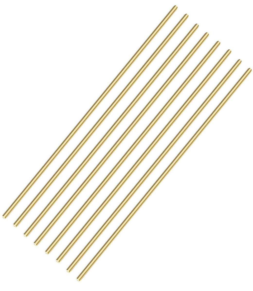 1/8 Inch Brass round Rod, 8Pcs Solid round Brass Rod Lathe Bar Stock, 11.8 Inch