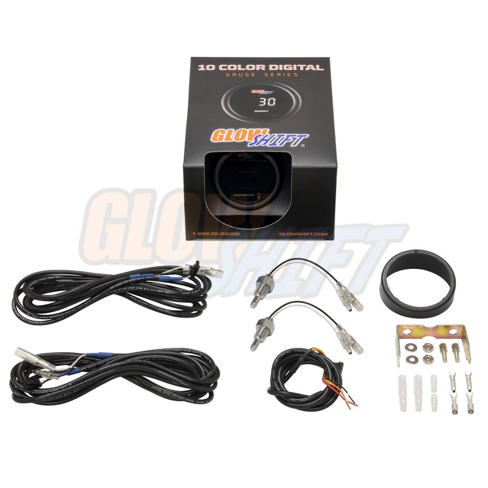GlowShift 10 Color Digital Dual 300F Temperature Gauge Kit, 2-1/16″ 52mm
