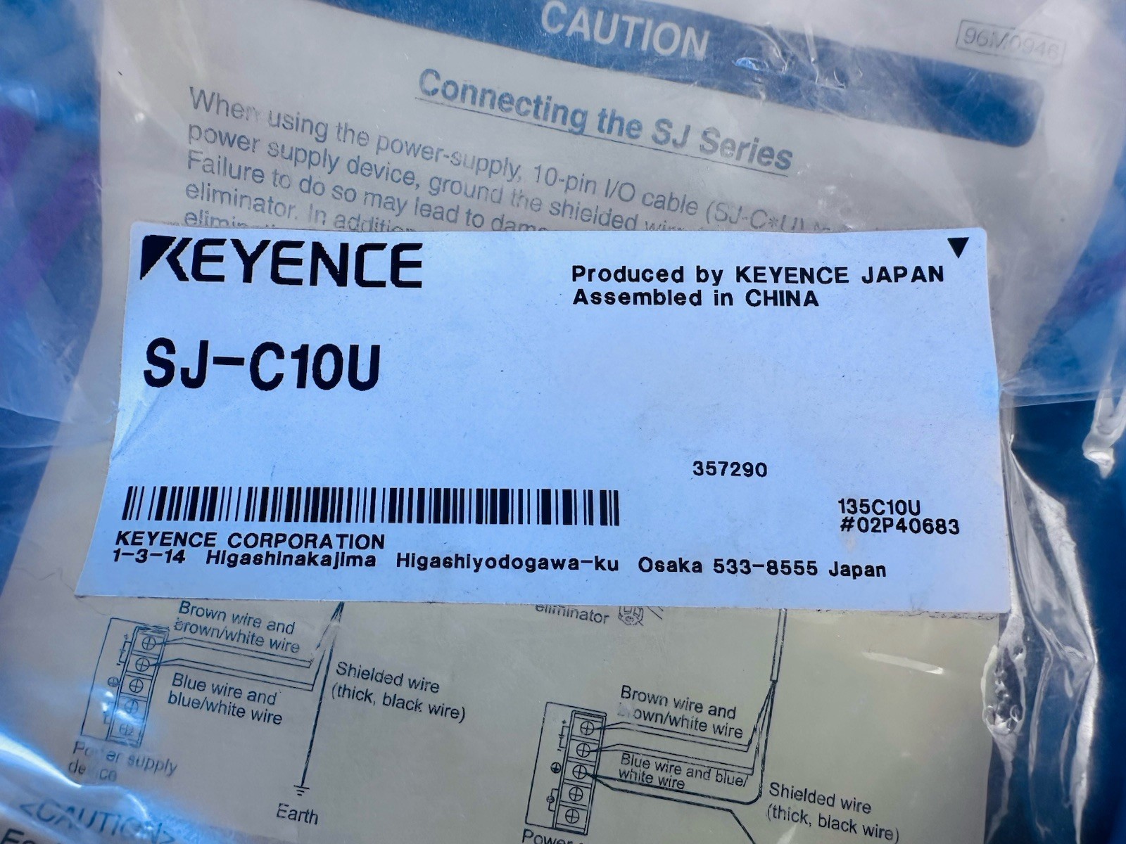 Keyence SJ-C10U 10-Pin I/O Power Supply Cable | SJ Series | 10m | New NOS