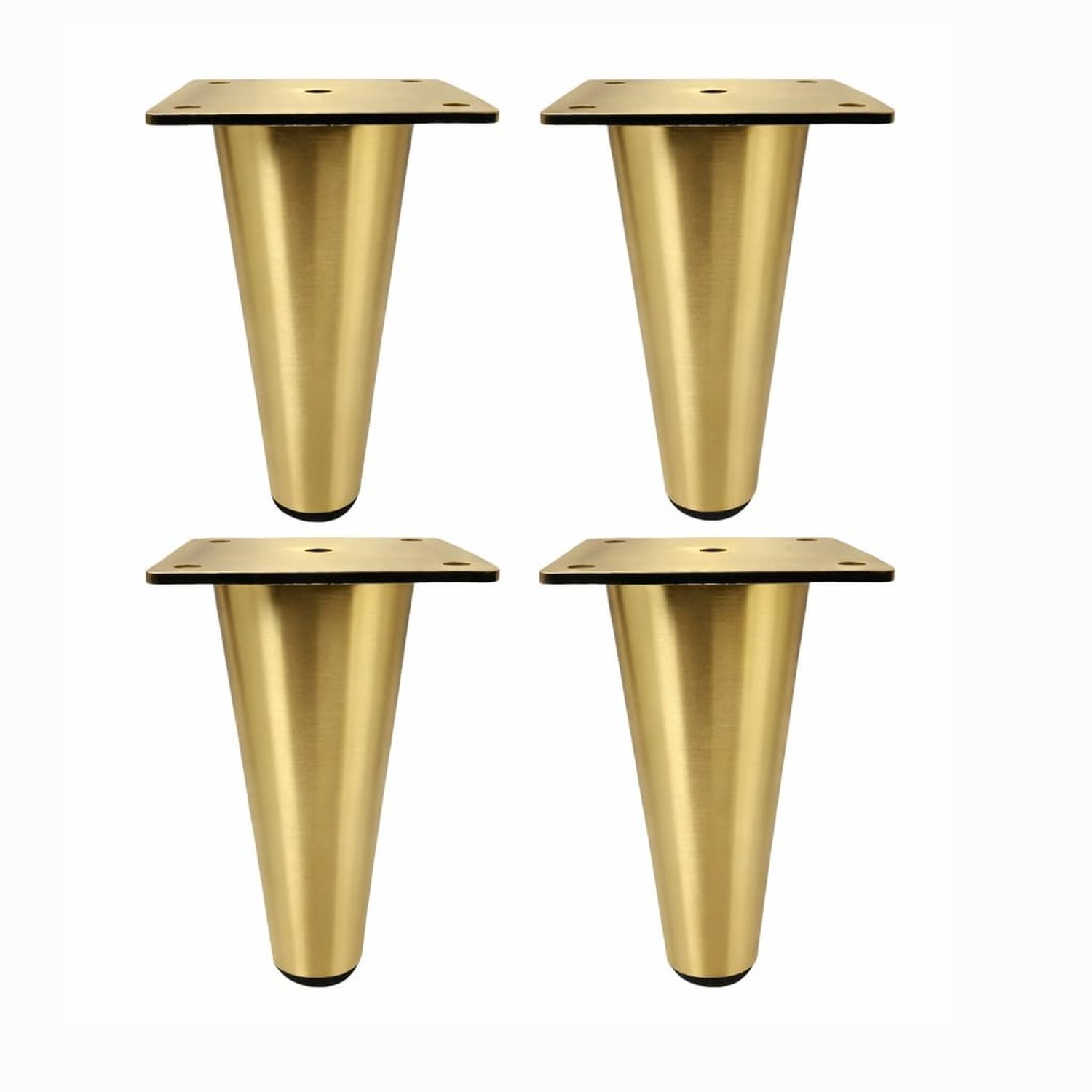 Metal Round Tapered Furniture Legs Brushed Gold 6 1/4″ H Heavy Duty Modern Af…