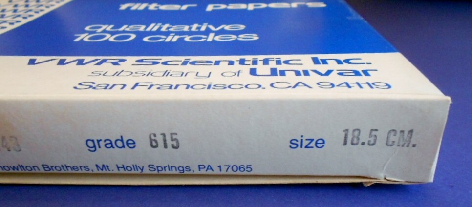 VWR FILTER PAPERS Cat. No. 28320-143 grade 615 18.5 CM Qualitative 100 Circles