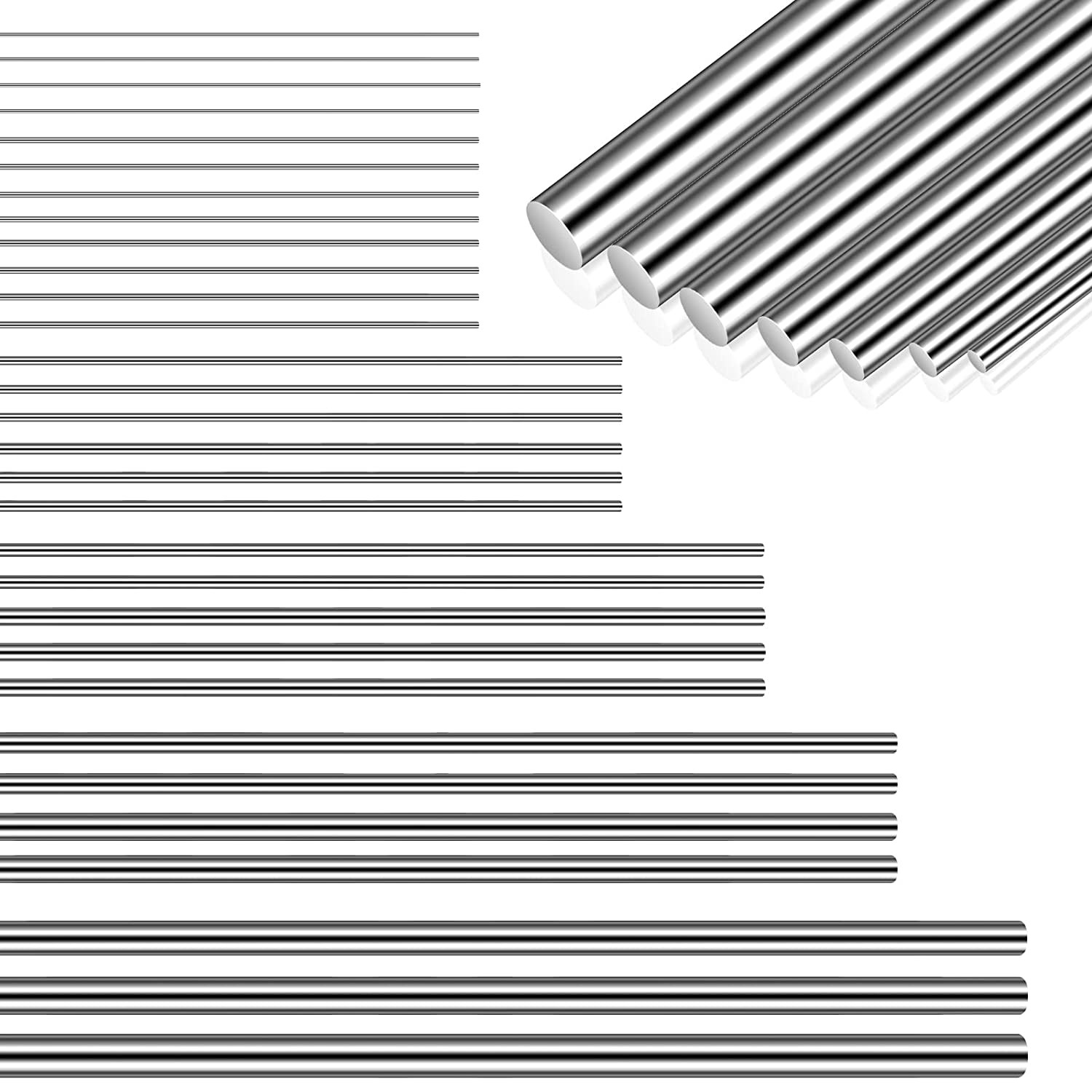 104 Pcs 40 Cm Stainless Steel Spring Music Wire, 12 Different Straight Full Hard