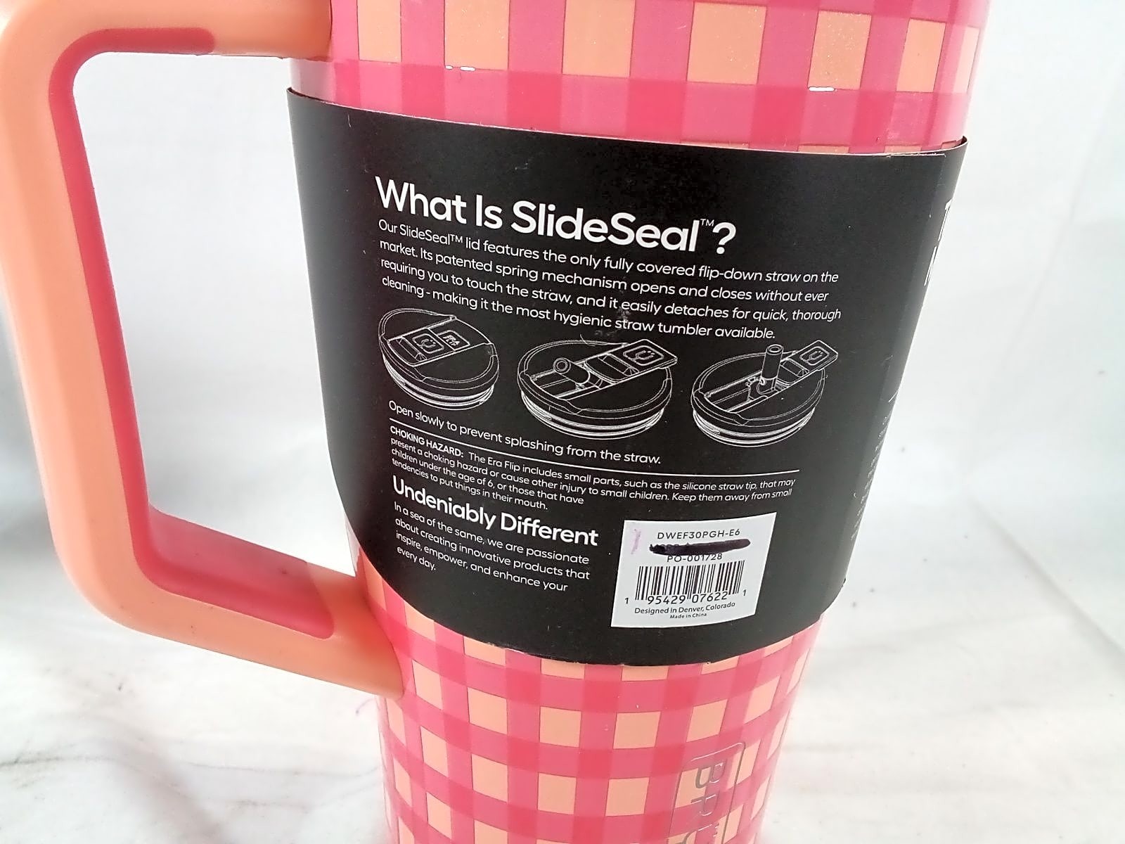 BrüMate Era Flip 30oz Leakproof Straw Tumbler – Peach/Pink Gingham Madi Nelson
