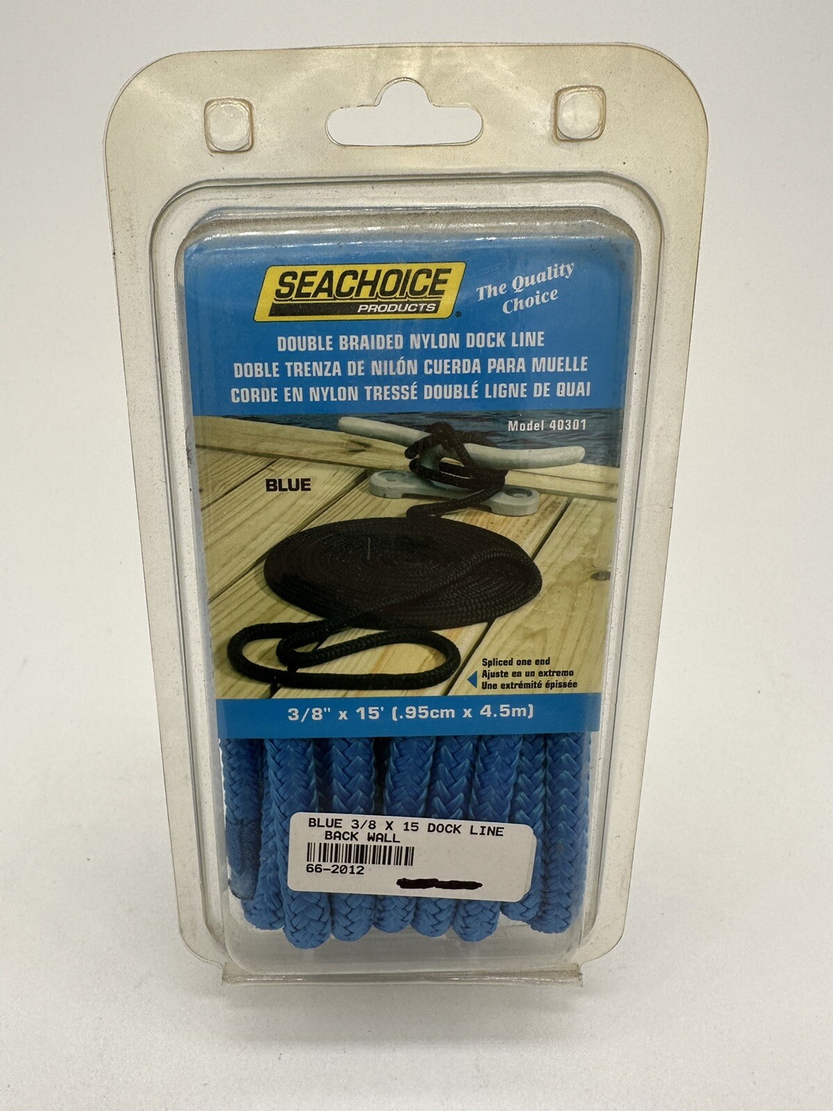 SEACHOICE Double-Braid Nylon Dock Line 3/8″ x 15′ 40301 Blue 66-2012