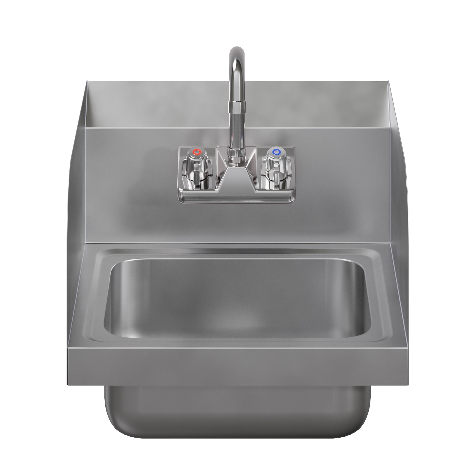 Stainless Steel Hand Sink 15 in x 15 in with Side Splashes and Gooseneck Faucet