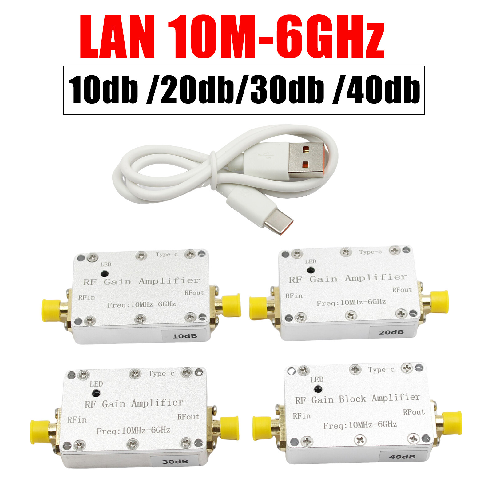 10M-6GHz RF Amplifier 10dB 20dB 30/40dB High Gain Driver Receiving Amplifier US