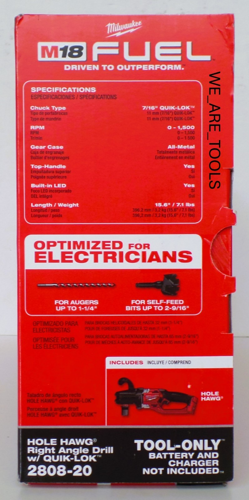 NEW BOXED Milwaukee M18 FUEL 2808-20 7/16″ Hole Hawg Right Angle Drill QUIK-LOK