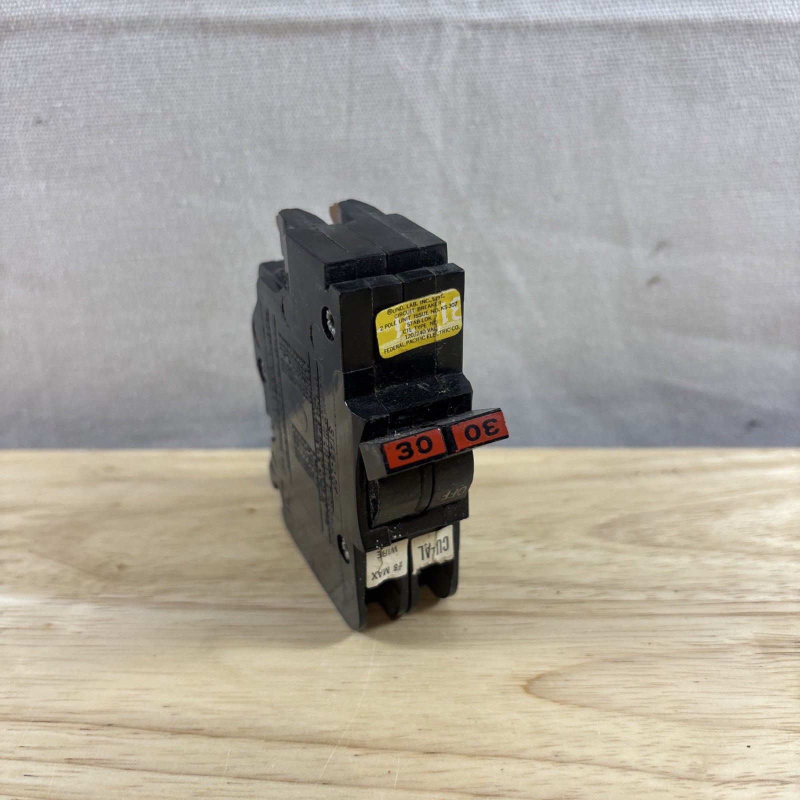 FPE Federal Pacific 30 Amp 2 Pole NC230 Stab-Lok Breaker Mini THIN NC red handle