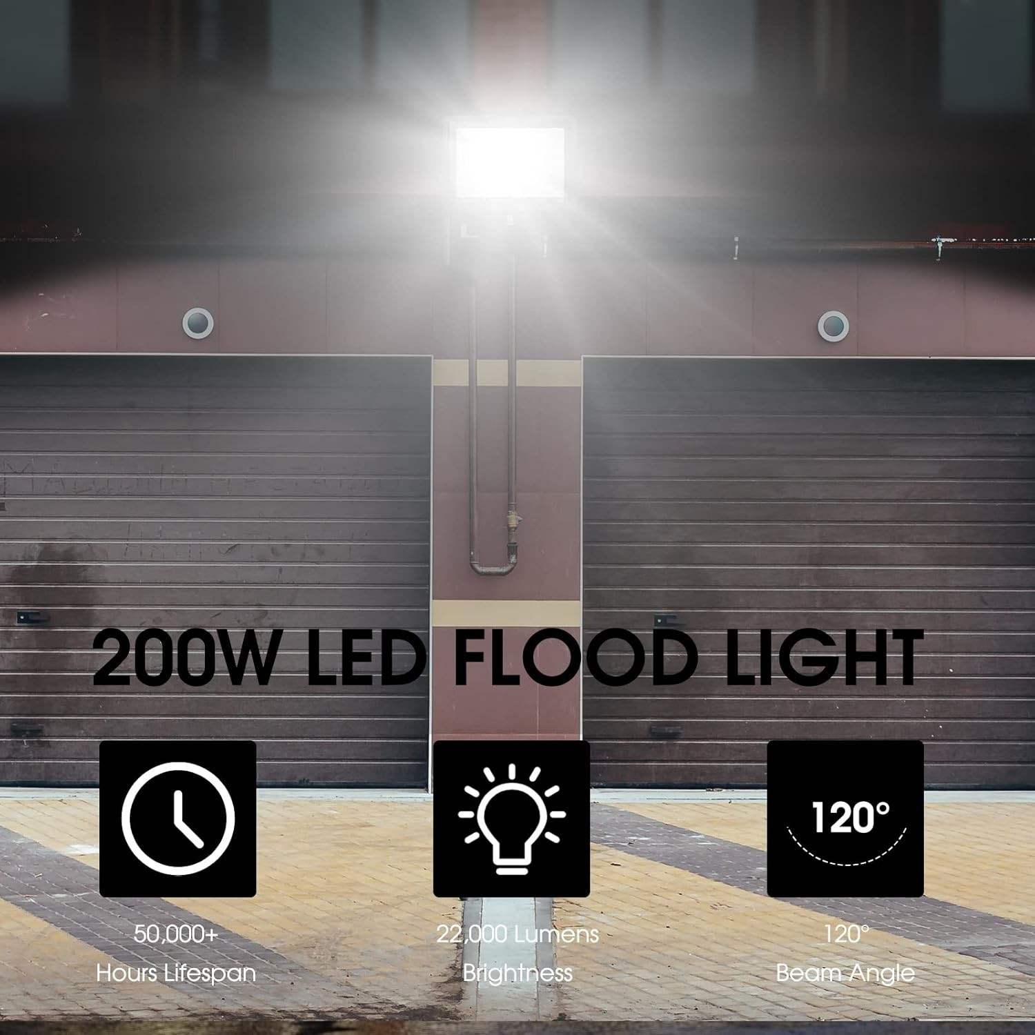 200W LED Flood Light 2 Pack, 22500lm Super Bright Security Lights, IP66 Waterpro