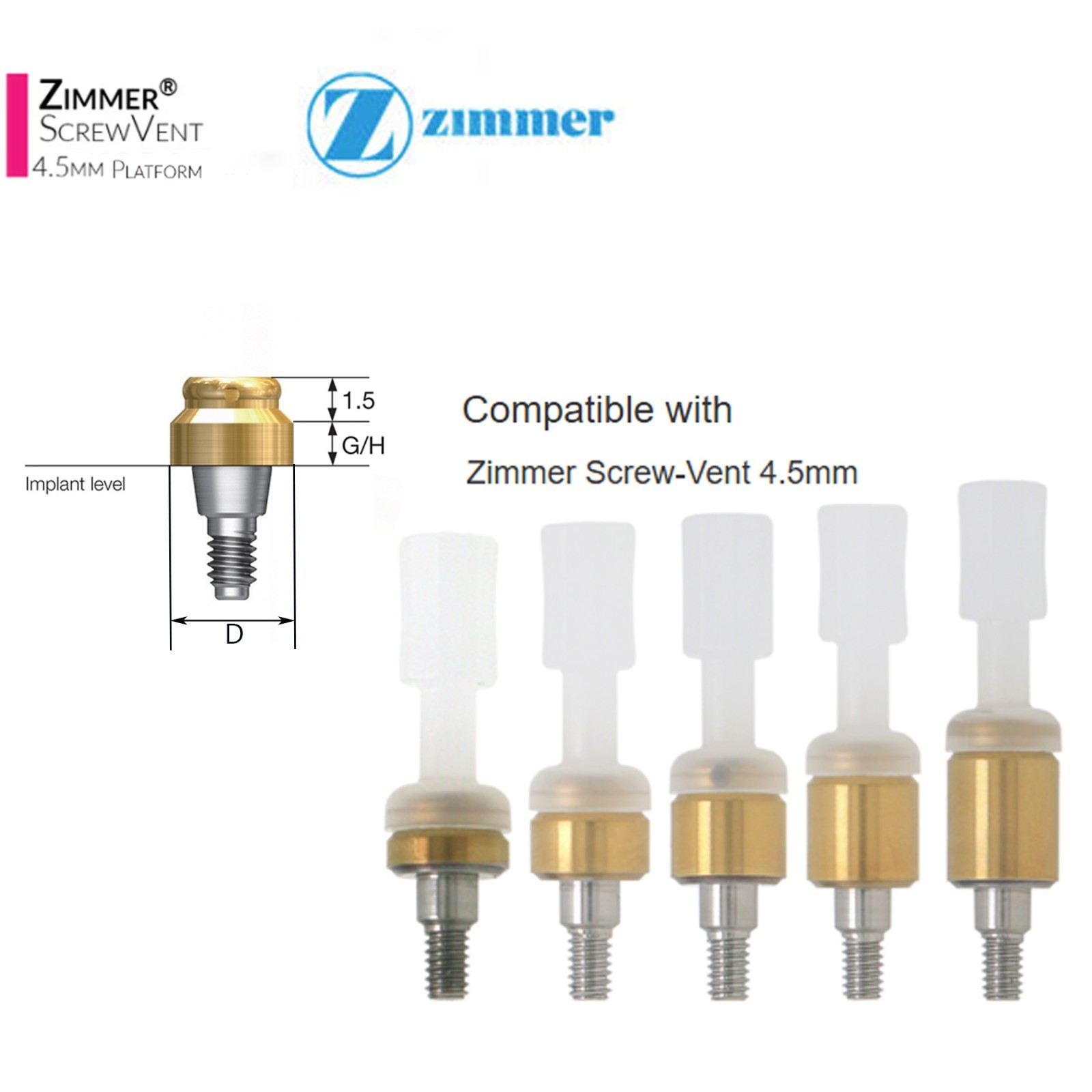 Locator Overdenture Abutment Removable Anchor For Mis ZIMMER TSV 3.5/4.5 Platfor