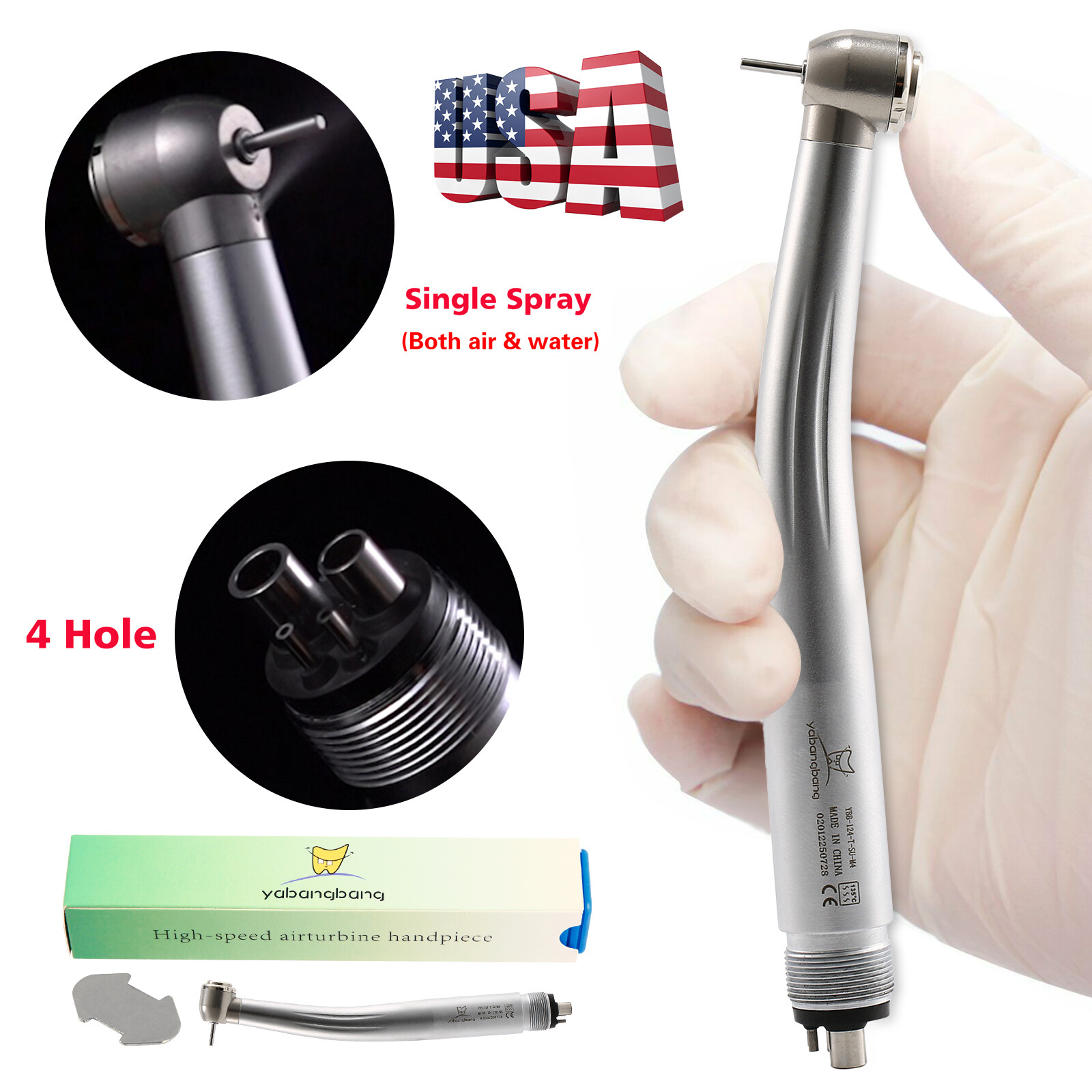 Dental Fiber Optic LED E-generator/ High Speed Handpiece Push Button 2/4 Holes