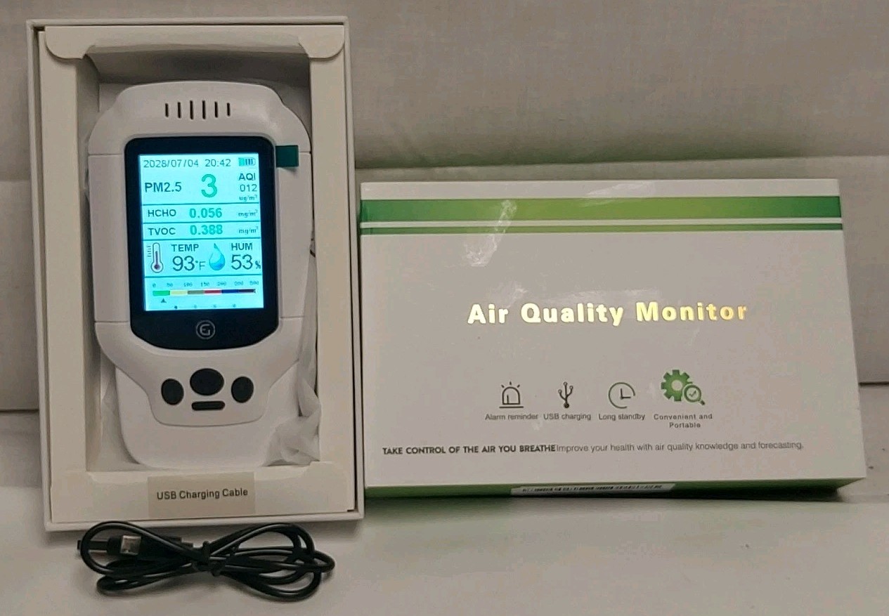 5in1 Air Quality Monitor PM25 HCHO TVOC Temperature Humidity Tracker