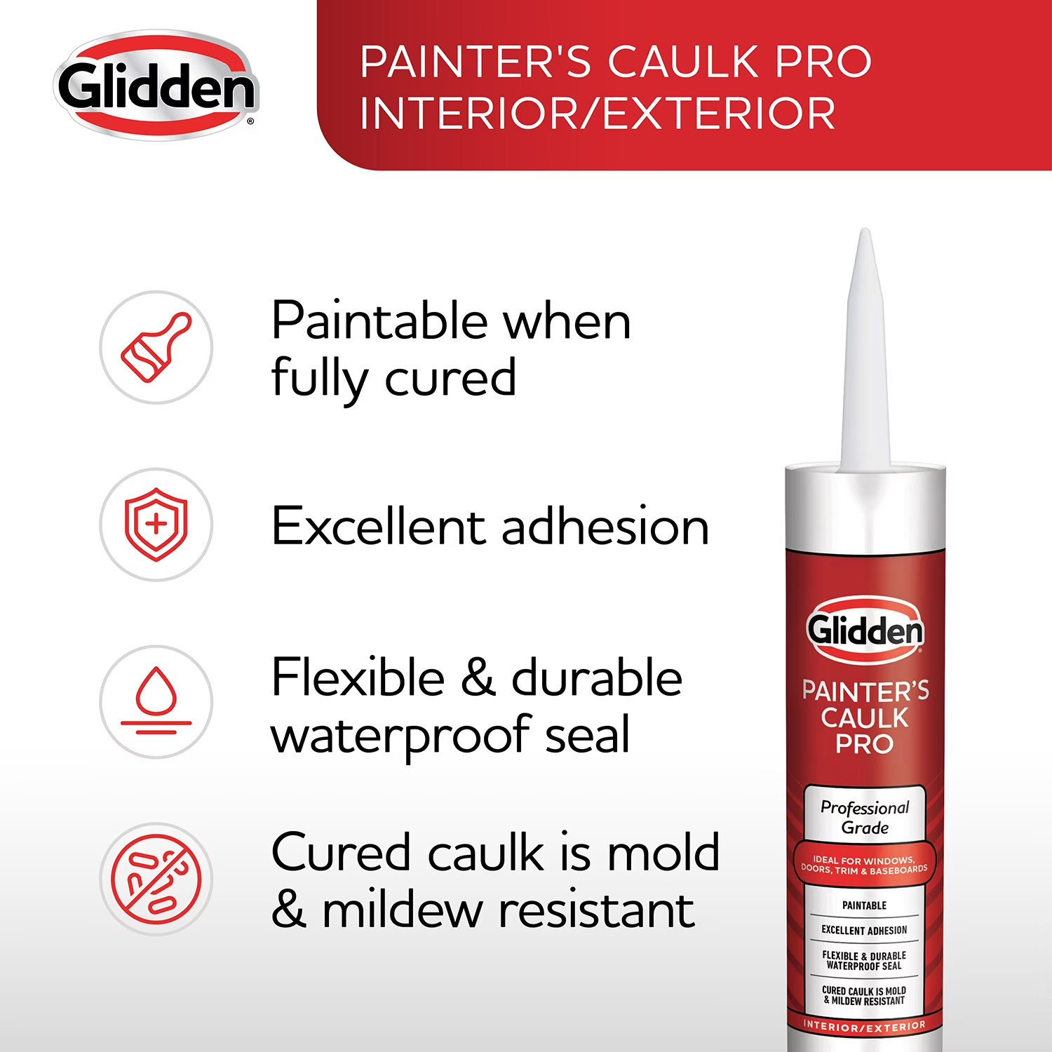 (4 Pack) 10.1 Fl Oz Painter’S Multi-Purpose Interior/Exterior Caulk Pro, Clear
