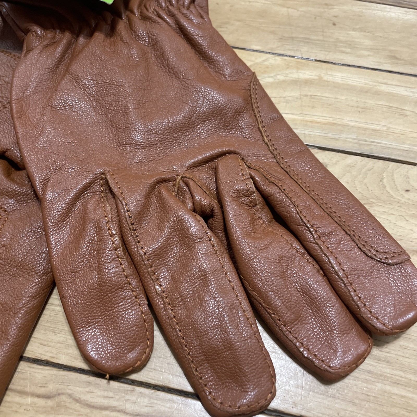 Gardenline New Leather Work Gloves Adult Large Brown Garden Hike Ride Western